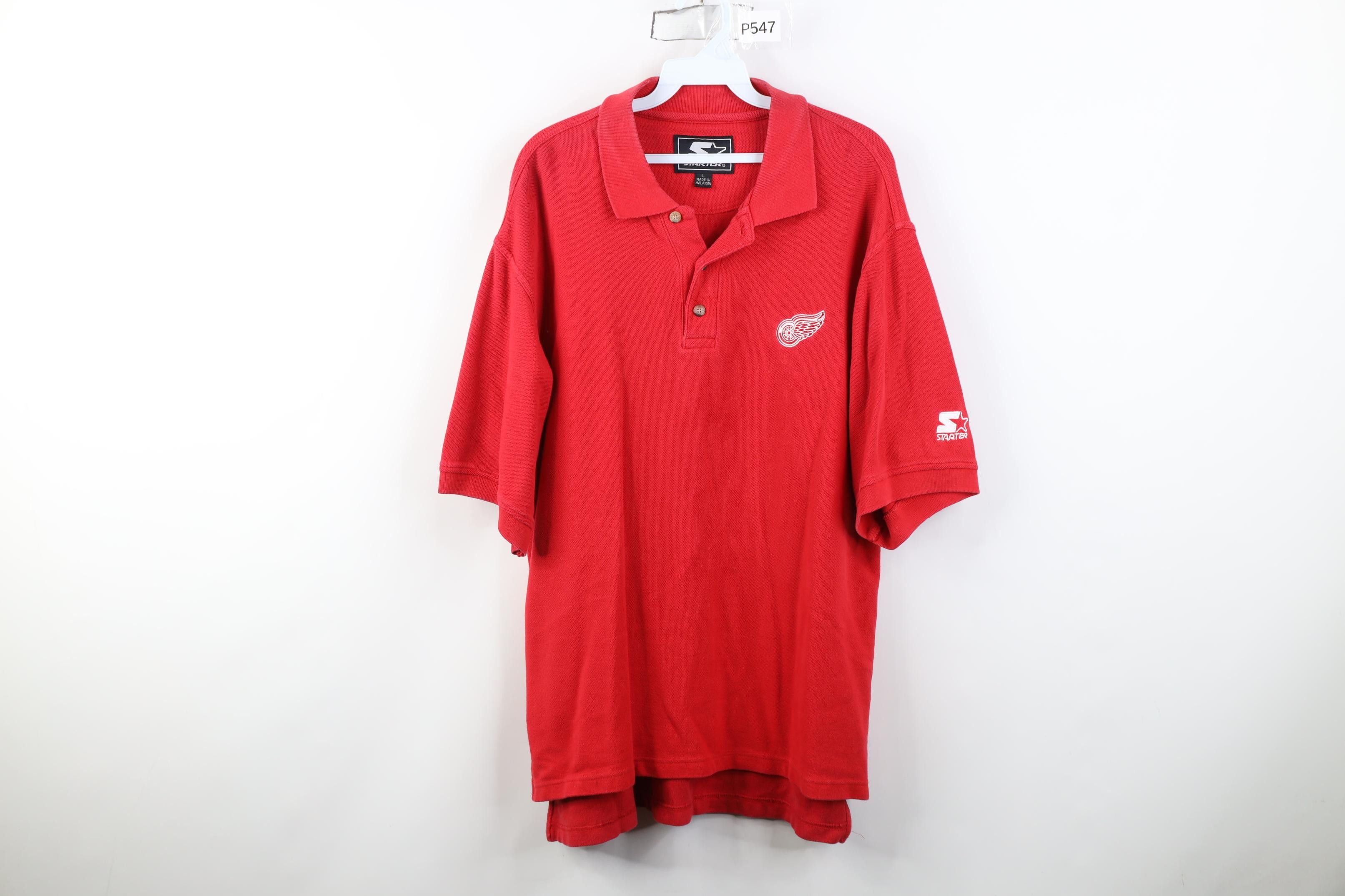 Starter Vintage 90s Starter Detroit Red Wings Hockey Golf Polo Shirt Size US L / EU 52-54 / 3 - 1 Thumbnail
