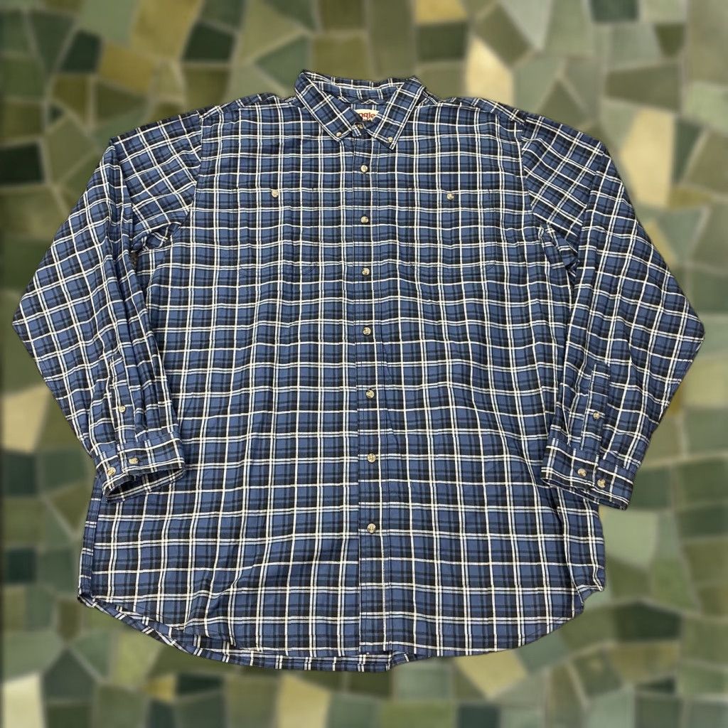 Wrangler Wrangler Shirt Mens 2XL Tall Blue Plaid Button Down Long Sleeve Rugged Wear Size US XXL / EU 58 / 5 - 1 Thumbnail