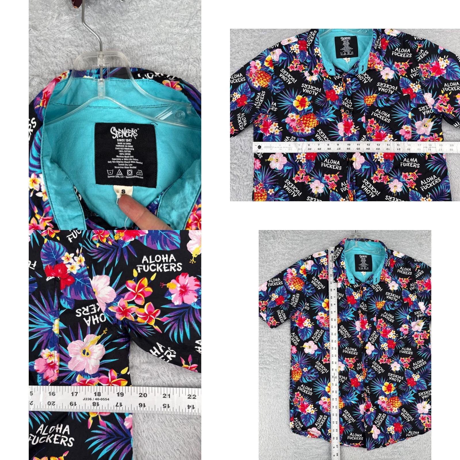Vintage VINTAGE Spencer's Shirt Men S Black Pineapple AOP 100% Cotton Aloha F*ckers 90s Beach/Party Mens Size US S / EU 44-46 / 1 - 8 Thumbnail