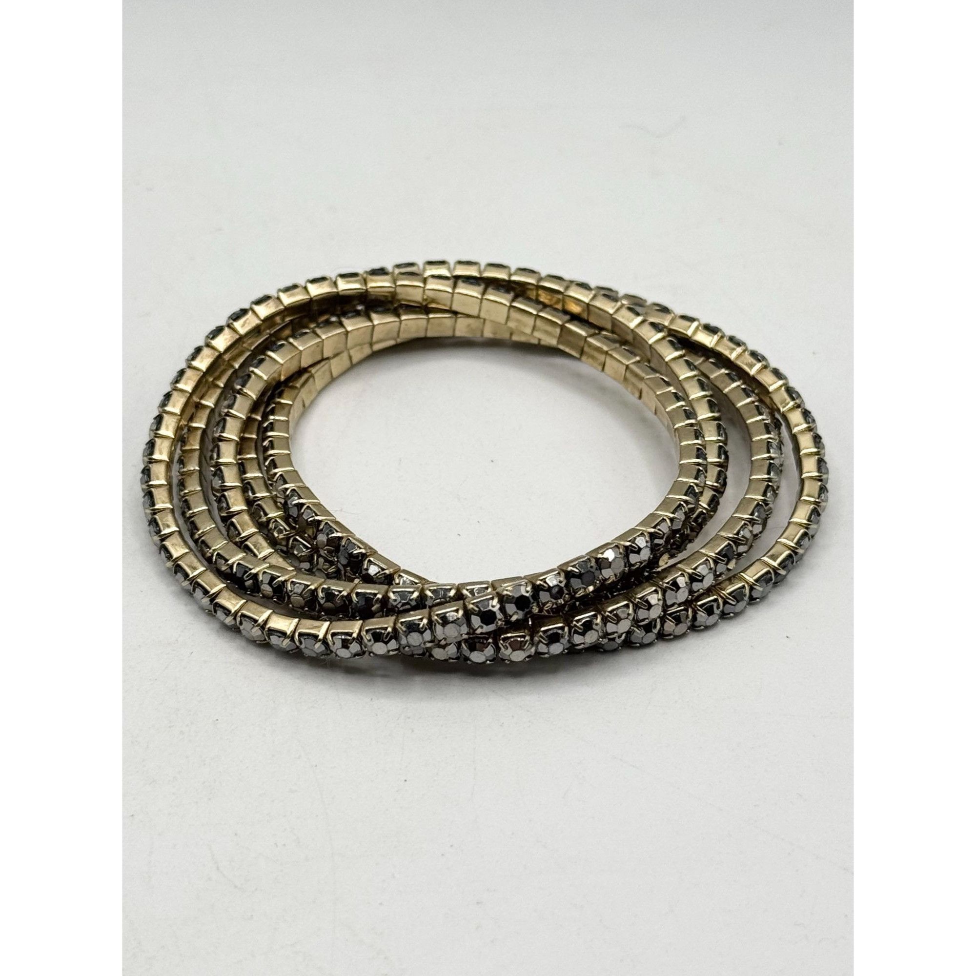 Vintage Vintage hematite gray rhinestone stretch five strand bracele Size ONE SIZE - 2 Thumbnail