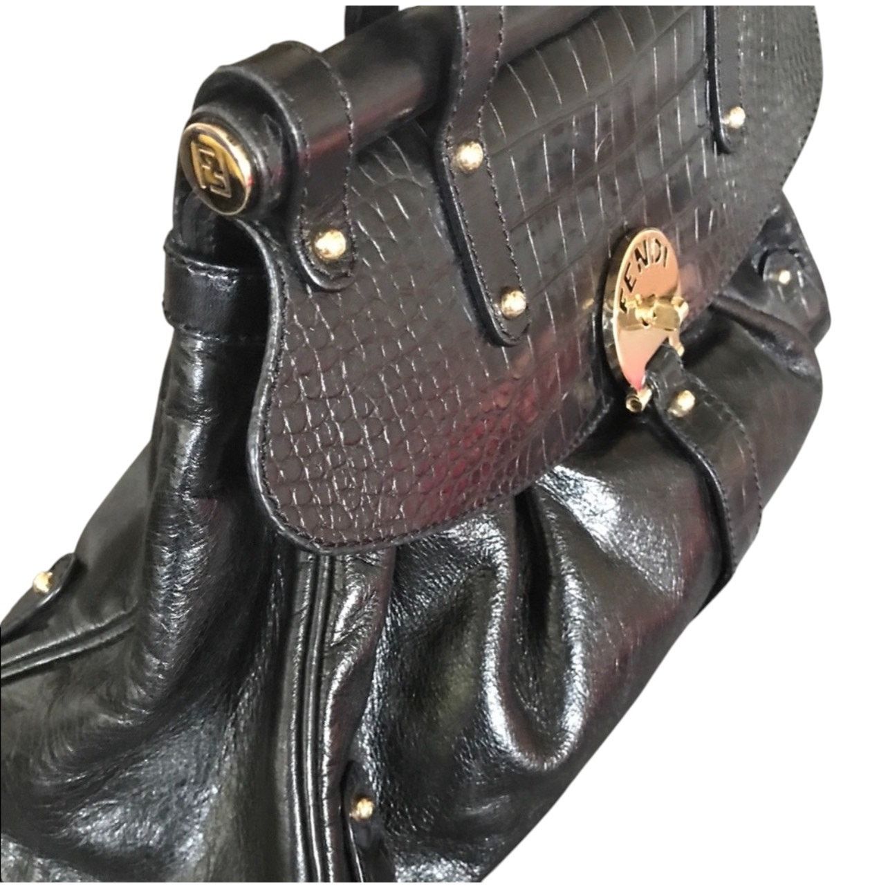 Fendi Fendi Crocodile-Trimmed Magic Bag Black Size ONE SIZE - 4 Thumbnail