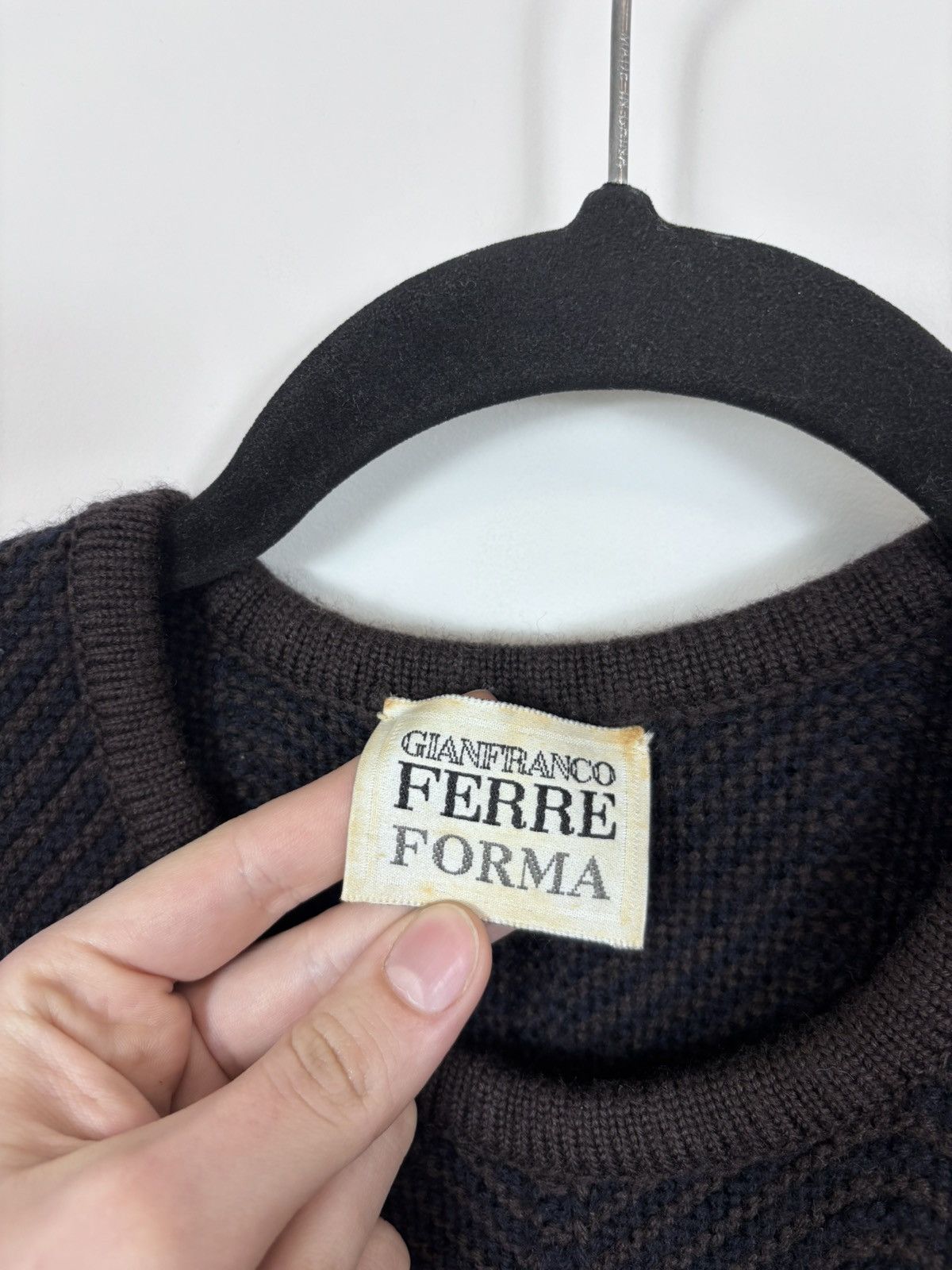 Gianfranco Ferre Vintage Gianfranco Ferre Forma Blue Brown Wool Sweater Size XL / US 12-14 / IT 48-50 - 6 Thumbnail