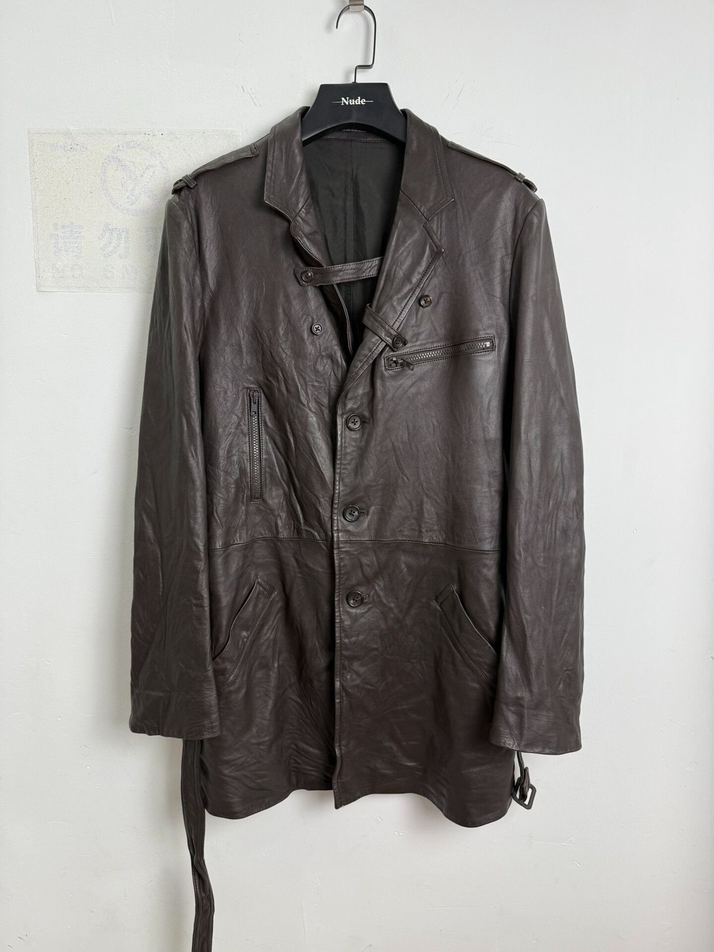 Yohji Yamamoto Yohji Yamamoto Brown Leather Coat Size US XL / EU 56 / 4 - 1 Thumbnail