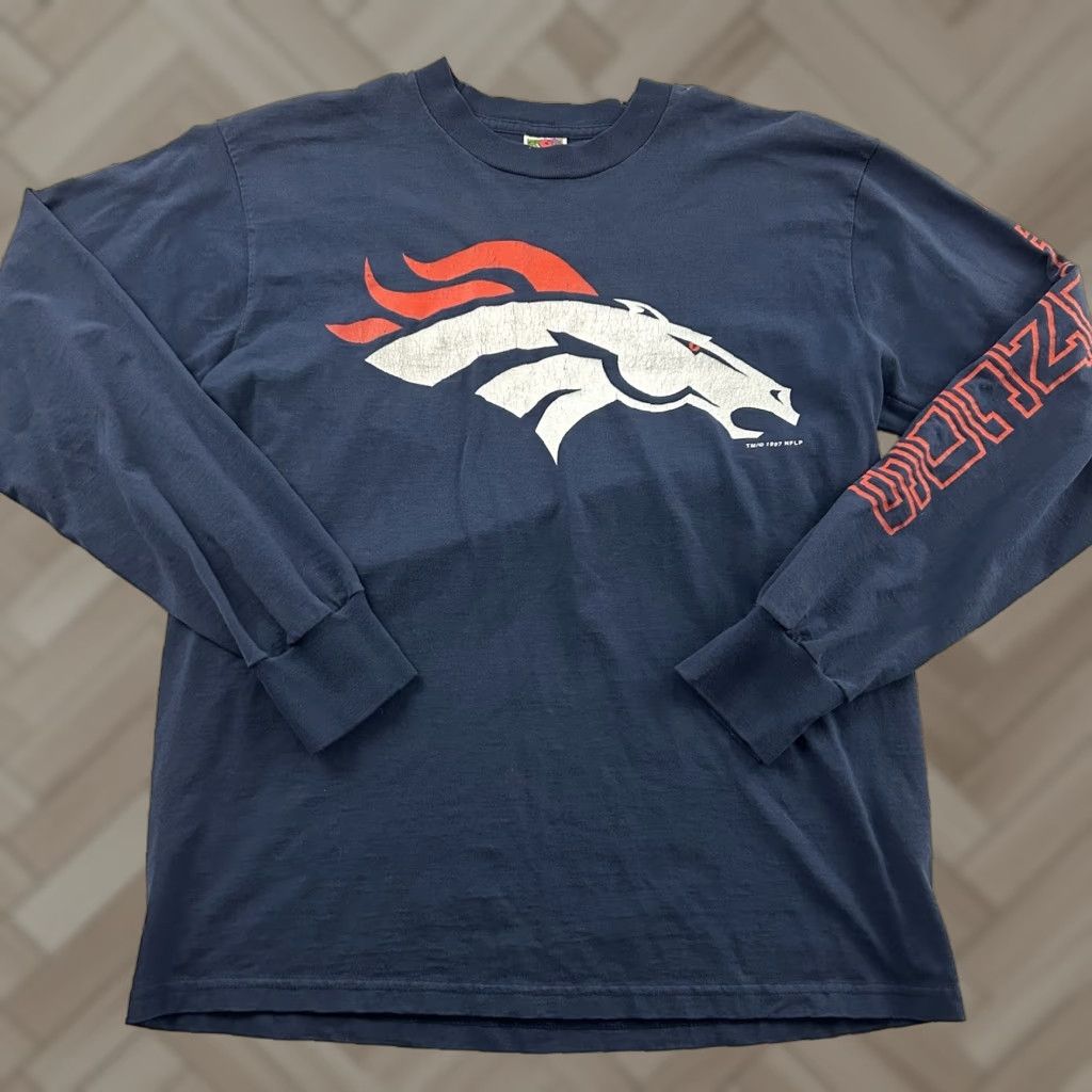 Fruit Of The Loom VINTAGE Denver Broncos Long Sleeve T-Shirt Mens L Blue Fruit of the Loom Size US L / EU 52-54 / 3 - 1 Thumbnail