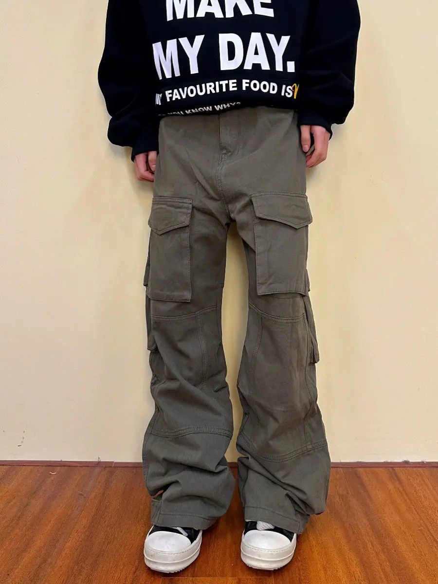 Gray Cargo Stacked Pants