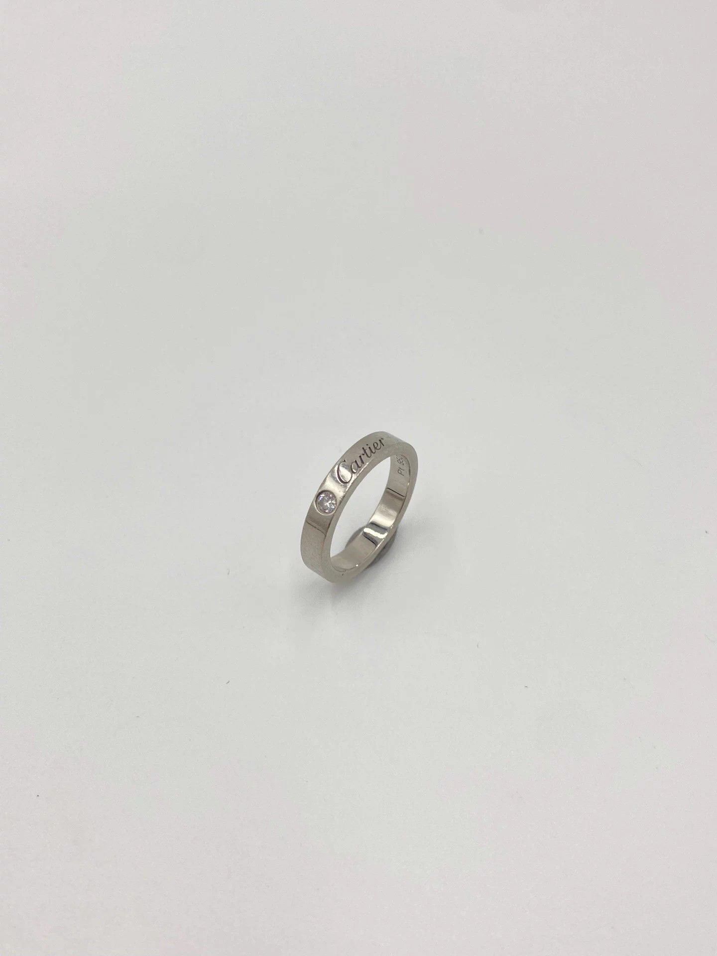 Cartier Cartier Platinum Narrow Diamond Ring 45 4.48g w/Box Vintage Size ONE SIZE - 1 Thumbnail