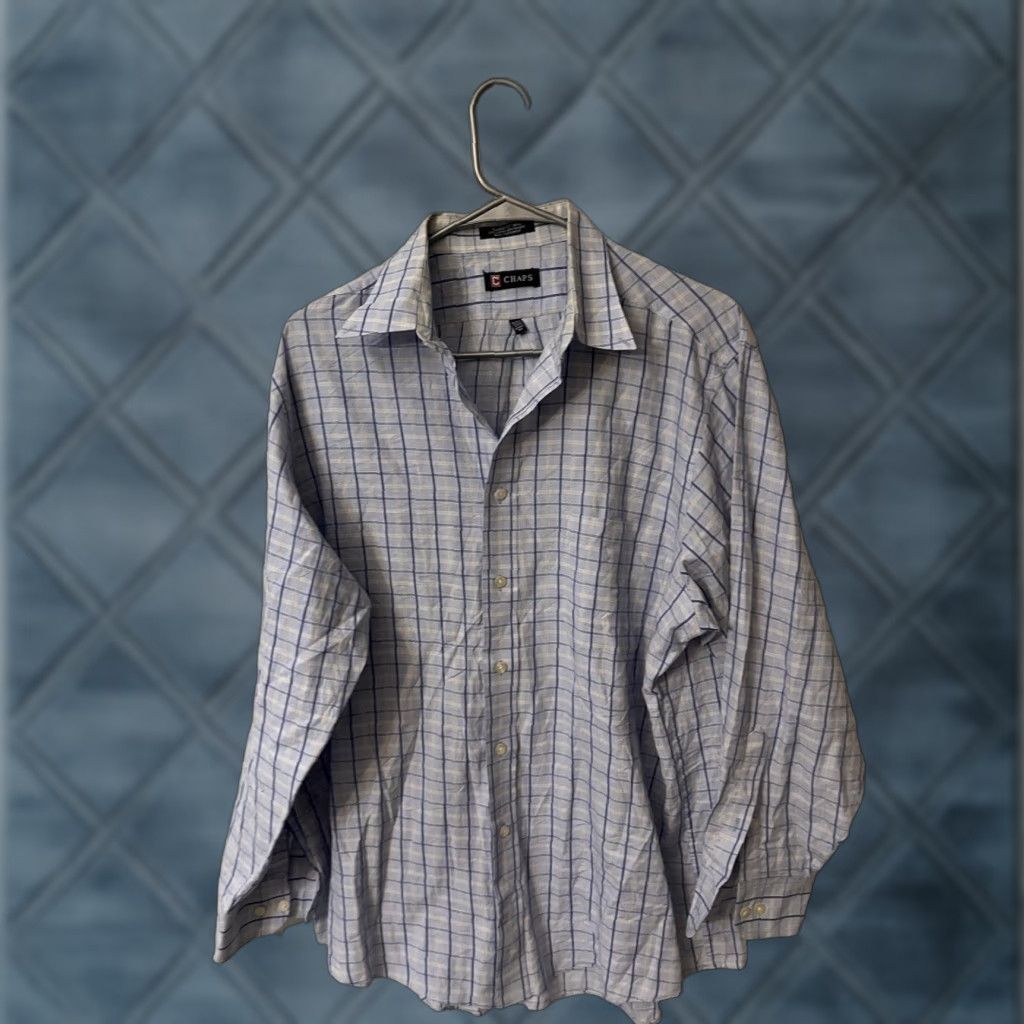 Ralph Lauren Chaps Button-Down Shirt Men Long Sleeve Plaid Blue 16-16.5 Button Up Shirt Shirt Men Long Sleeve Blue Plaid Chaps 16-16.5 Button-Down Size US L / EU 52-54 / 3 - 1 Thumbnail