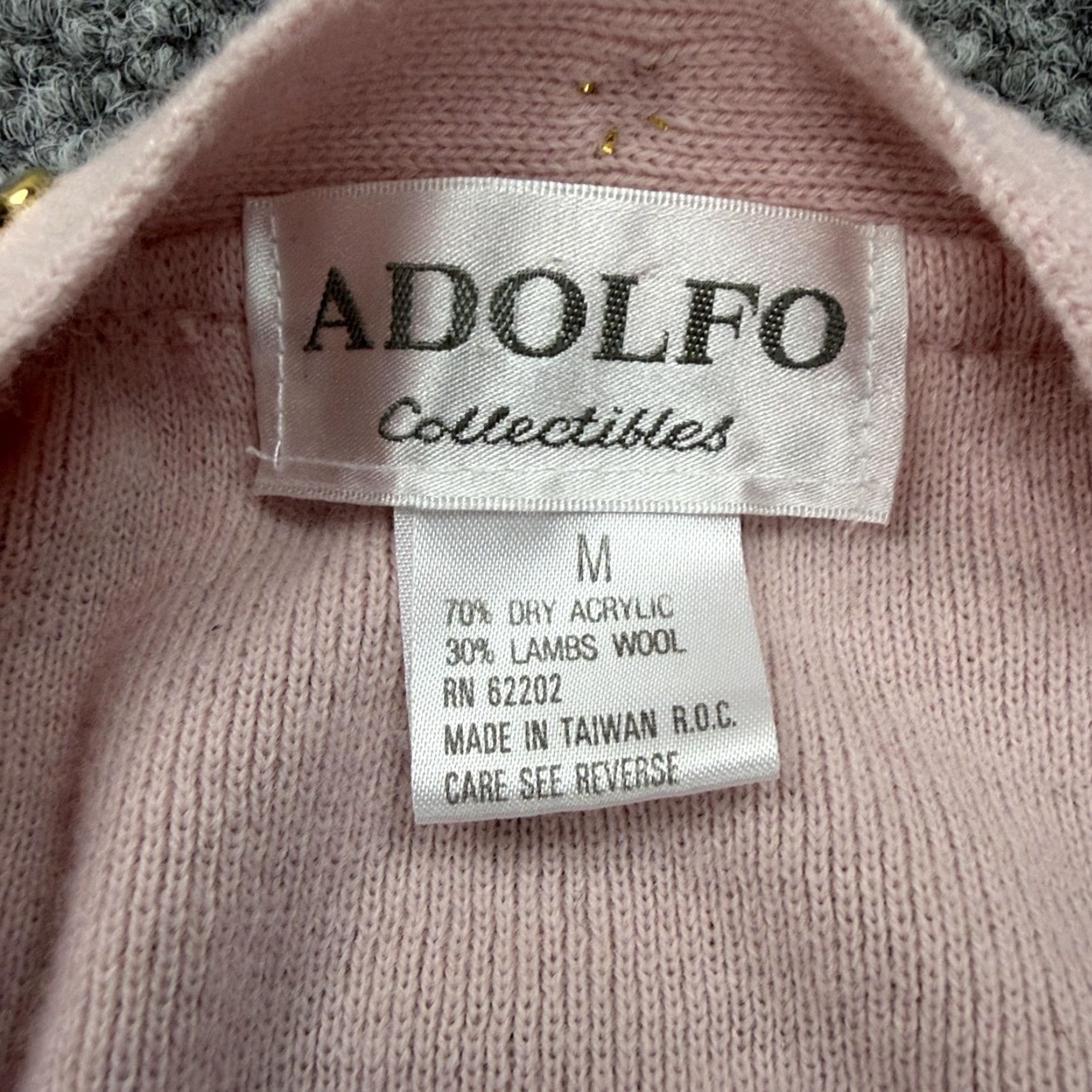 Vintage VINTAGE Adolfo Cardigan Sweater Womens Medium Pink Open Front Studded 3/4 Sleeve Knit Raglan Vintage Womens Size M / US 6-8 / IT 42-44 - 4 Thumbnail