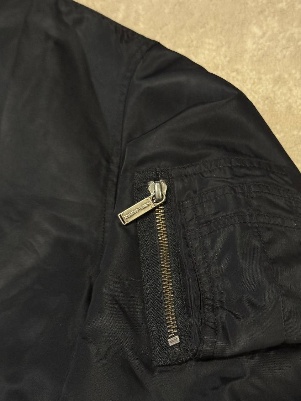 Harley Davidson VTG Harley Davidson Bomber Satin Jacket Quilted Black Nylon Size US XL / EU 56 / 4 - 4 Thumbnail