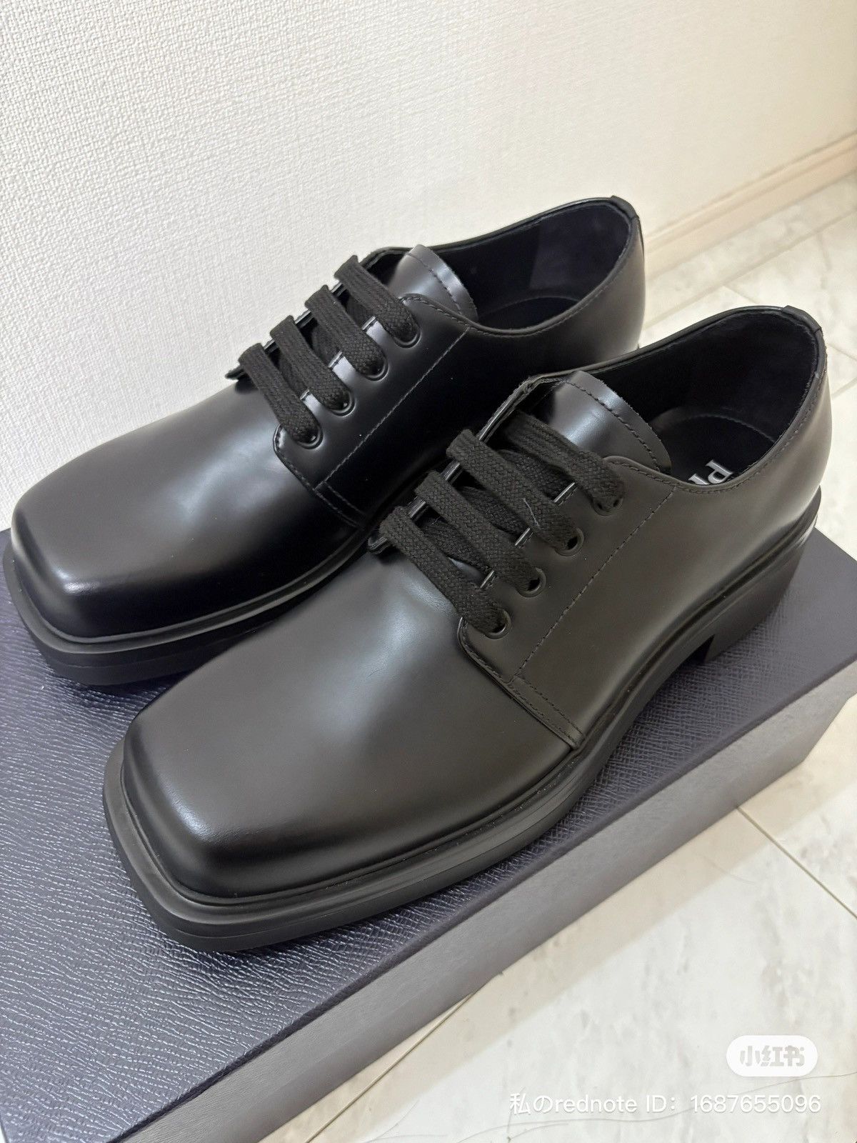 Prada square toe derby shoes