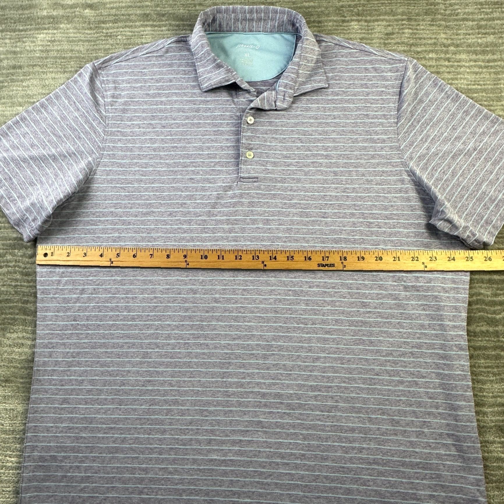 johnnie-O Johnnie O Polo Shirt Mens XL Purple Striped Golf Performance Casual All Seasons Lightweight Stretch Logo Size US XL / EU 56 / 4 - 6 Thumbnail