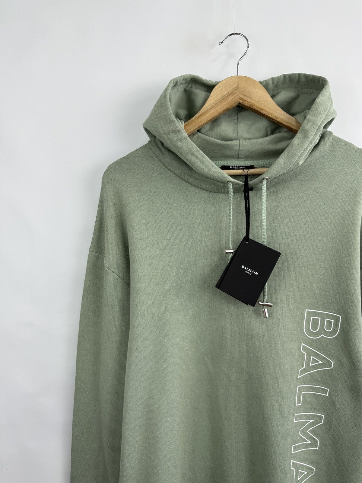 Balmain 🇫🇷 ❗️NEW Balmain Paris Logo-Embossed Green Terry Hoodie Size US L / EU 52-54 / 3 - 6 Thumbnail