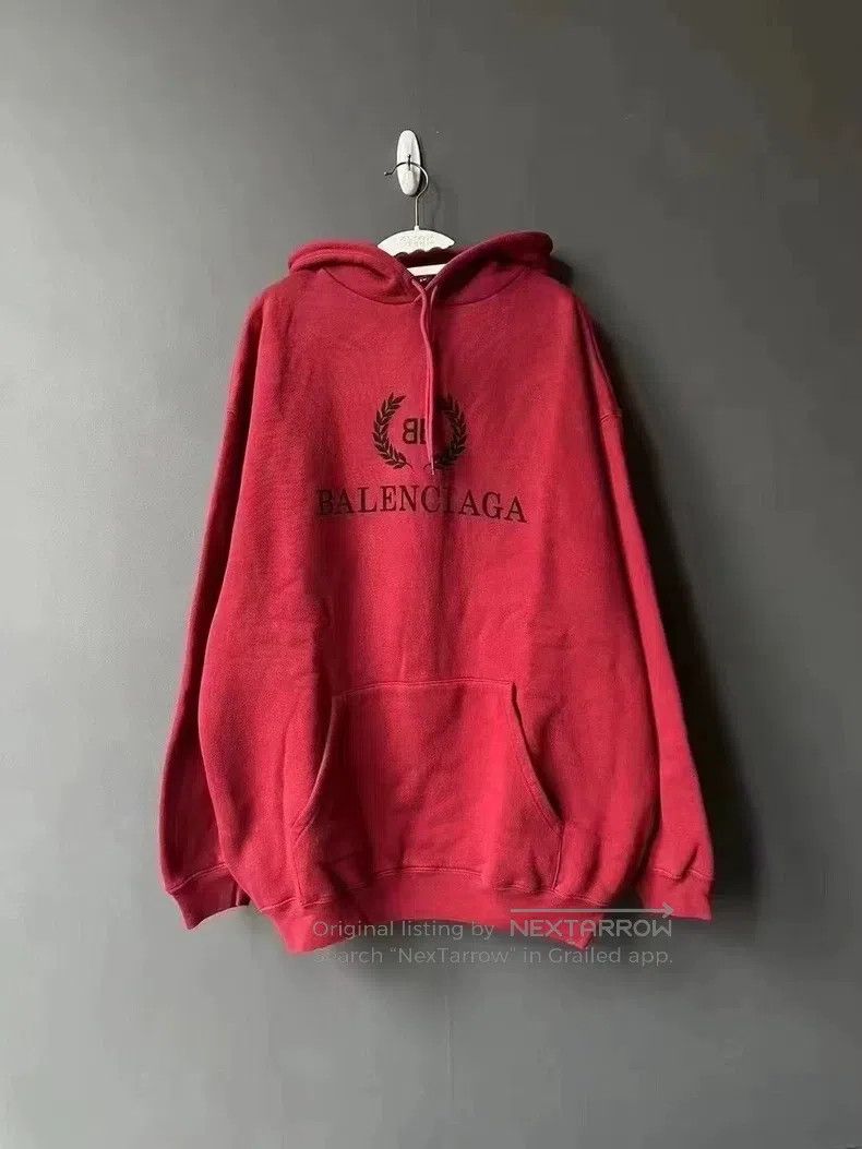 Balenciaga Balenciaga Burgundy Wheat Hoodie Size US S / EU 44-46 / 1 - 1 Thumbnail