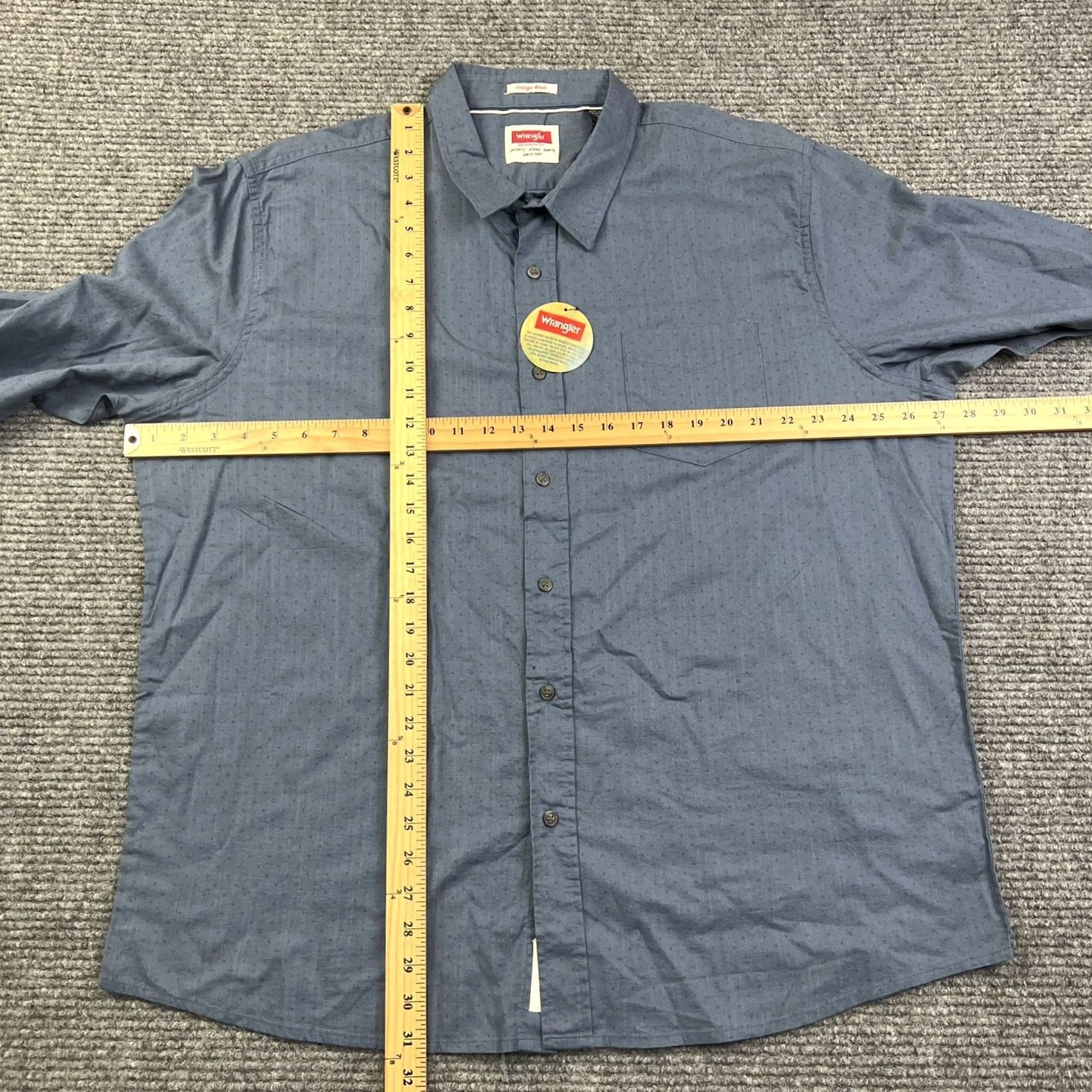 Wrangler VINTAGE Wrangler Blue Button-Up Shirt Mens 2XL Long Sleeve Casual Western Shirt Size US XXL / EU 58 / 5 - 4 Thumbnail