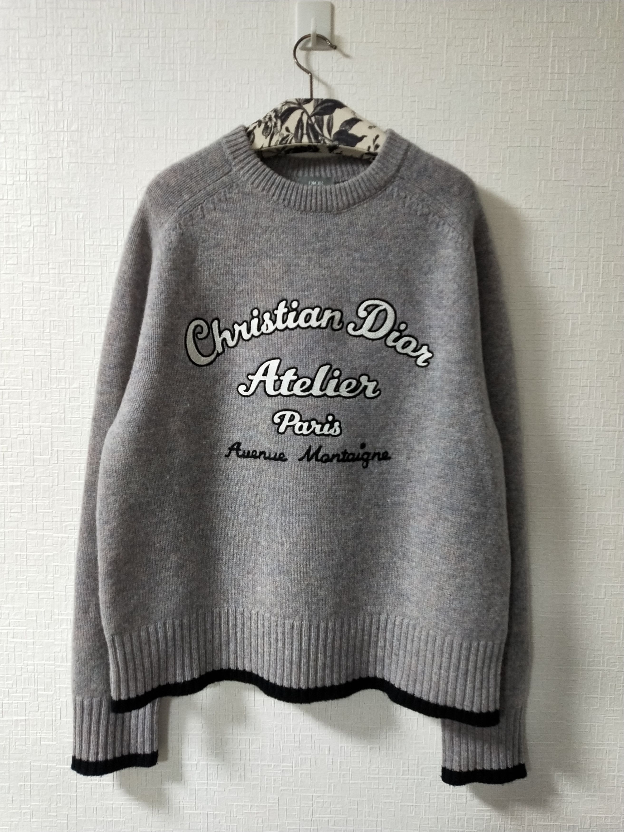 image of Dior Atelier Crew Knit Sweater in Grey, Men's (Size Large)