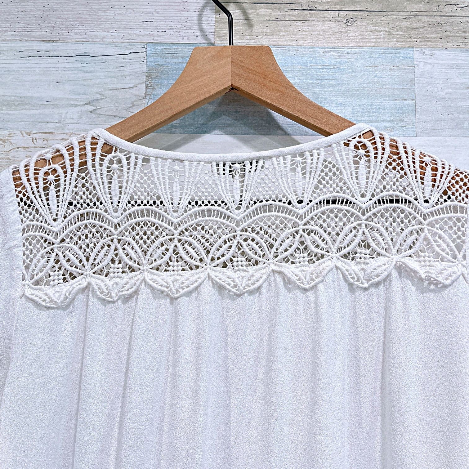 Joie JOIE Coastal Lace Crochet Trim Top Blue Porcelain Relaxed S Size S / US 4 / IT 40 - 4 Thumbnail