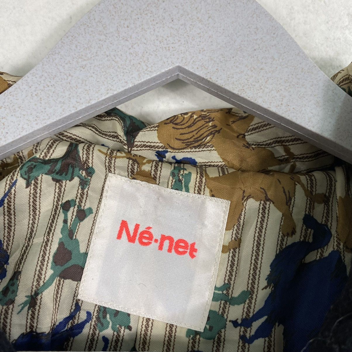 Issey Miyake × Ne-Net 💥NENET DUFFLE WOOL PRINTED LINEN ISSEY MIYAKE JACKET Size US M / EU 48-50 / 2 - 10 Thumbnail