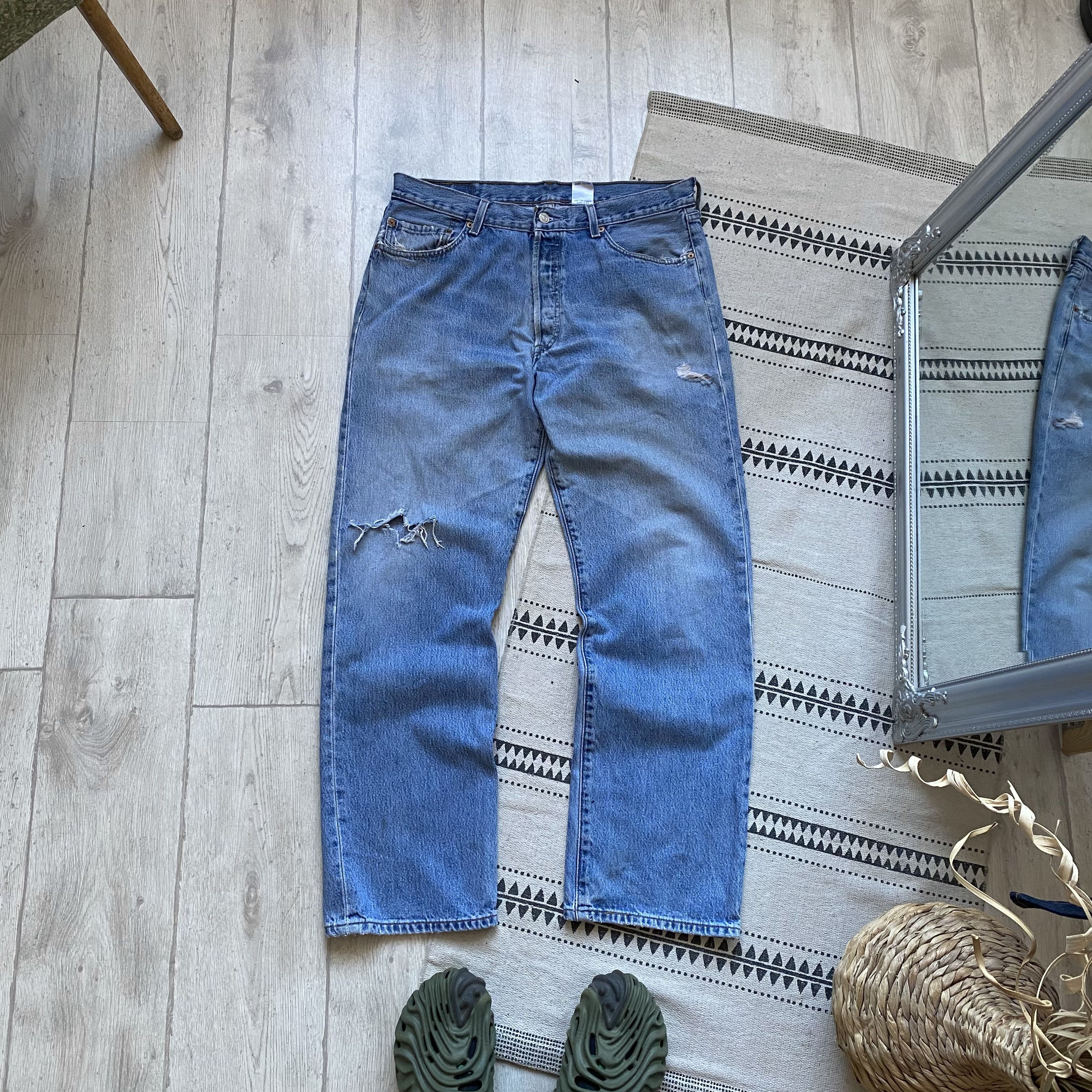 Levi's Vintage Clothing 👖Vintage 90's Levis jeans 501 Distressed Denim pants Y2K Size US 34 / EU 50 - 1 Thumbnail