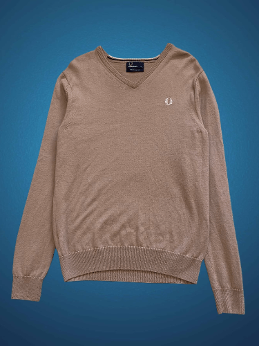 Fred Perry Sweatshirt Beige Fred Perry Logo Y2K 100% Wool Size M Size US M / EU 48-50 / 2 - 1 Thumbnail
