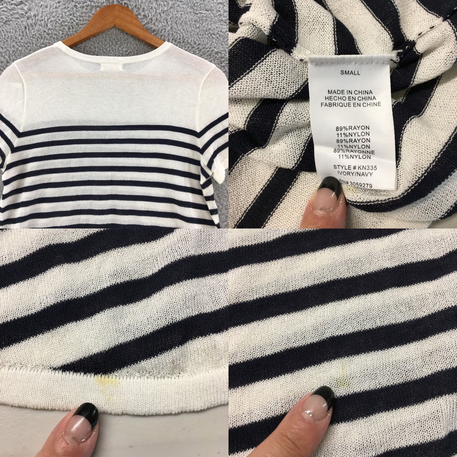 Vintage Thread And Supply Basic Blouse Tee Womens Small Black & White Round Neck Striped Shirt Short Sleeve Womens Small Black White Round Neck Striped Size S / US 4 / IT 40 - 8 Thumbnail