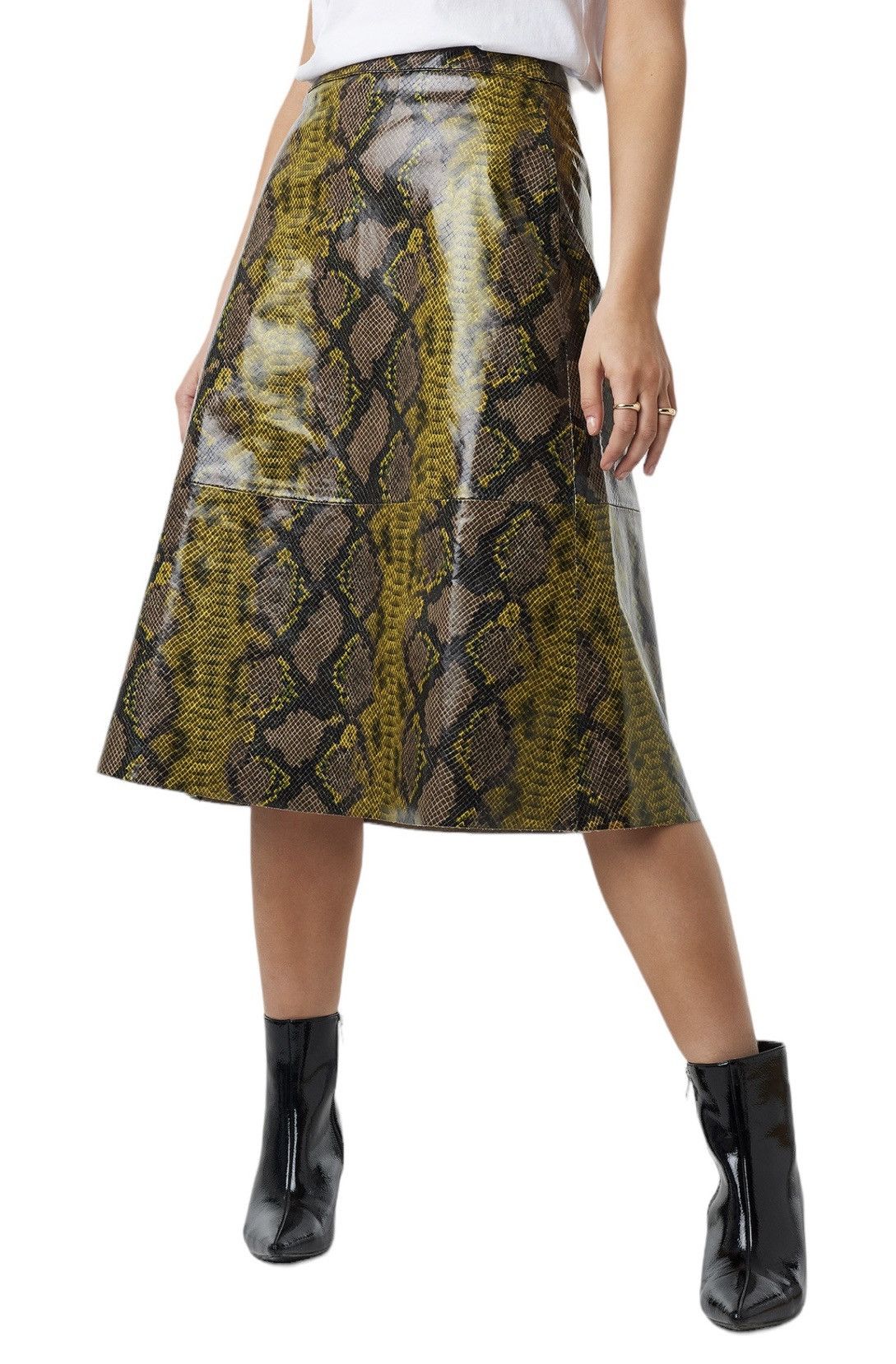 image of Avant Garde Snake Printed Midi Skirts in Black Snake Print, Women's (Size 28)