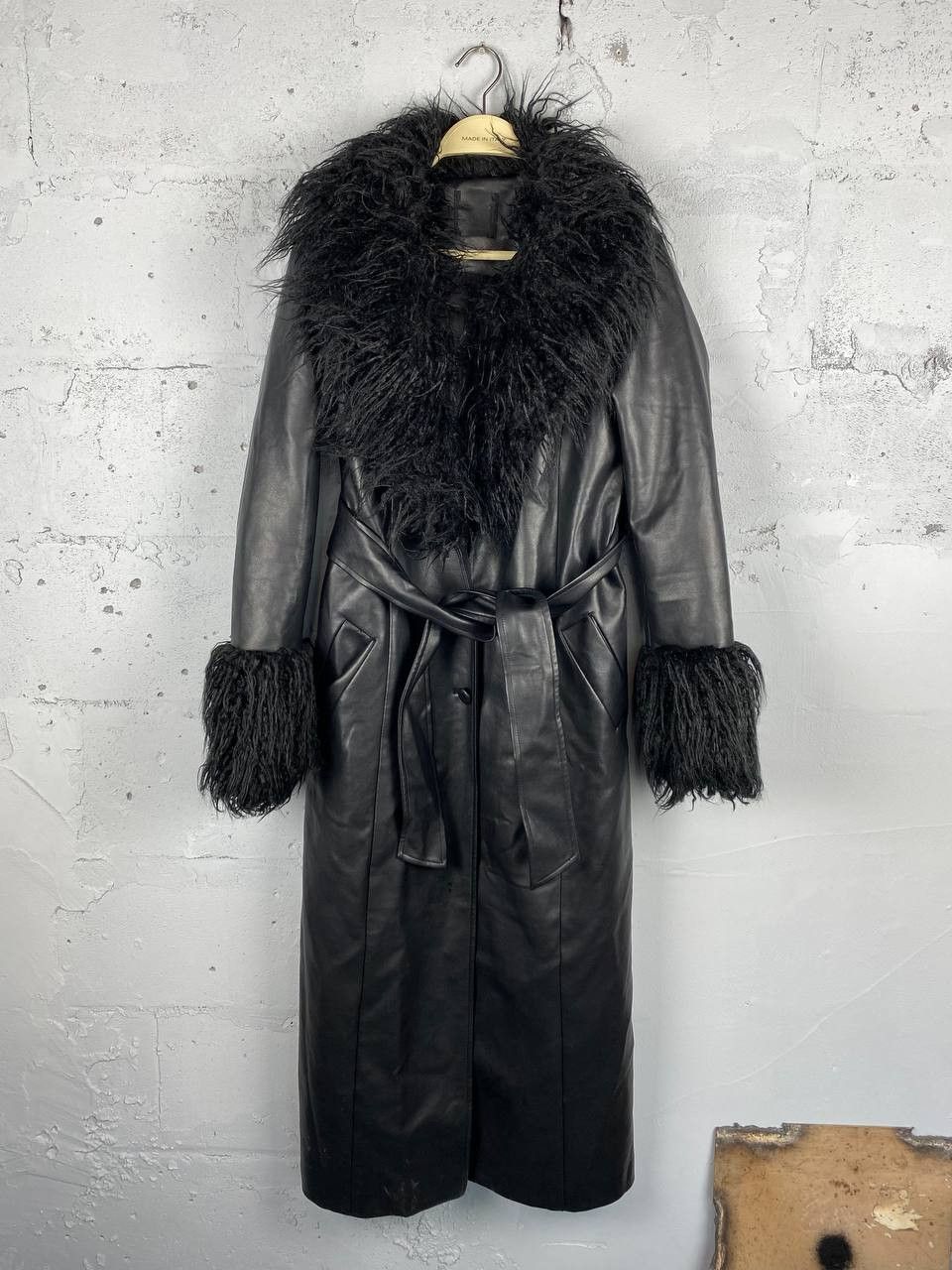 20471120 Avant Garde Leather Fur Black Opium Y2K Coat Grunge Size US S / EU 44-46 / 1 - 2 Thumbnail