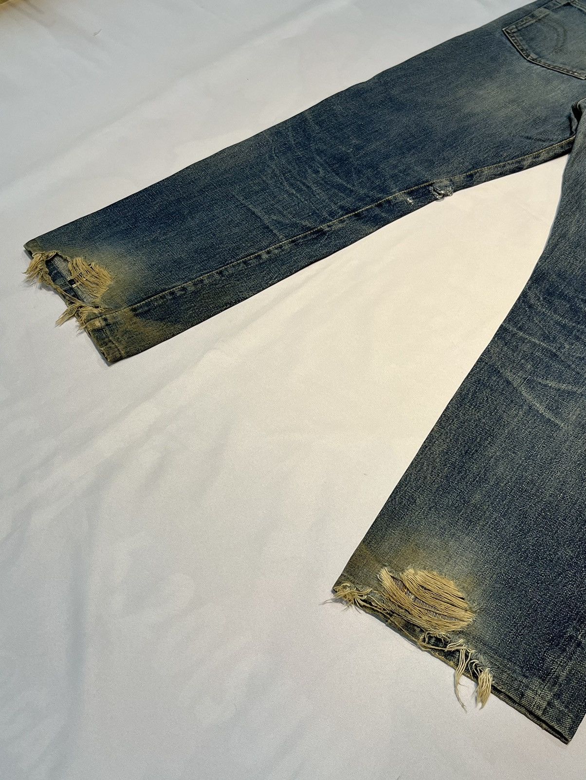 Japanese Brand Vintage Studio D’Artisan Denim Selvage Trashed Jeans Flare Size US 30 / EU 46 - 6 Thumbnail