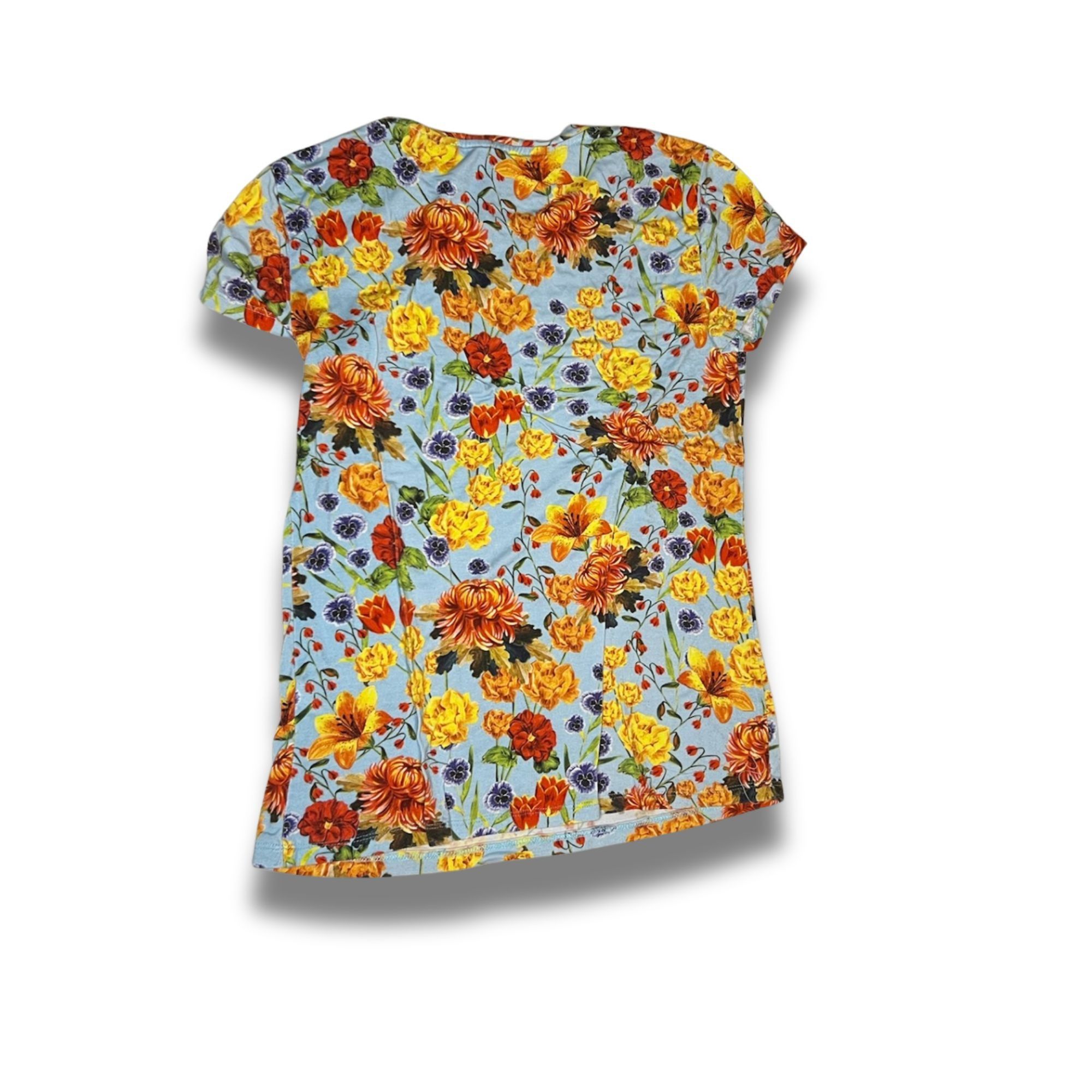 Elie Tahari Elie Tahari Womens Floral Print T-Shirt Blouse Short Sleeve Size M / US 6-8 / IT 42-44 - 3 Thumbnail