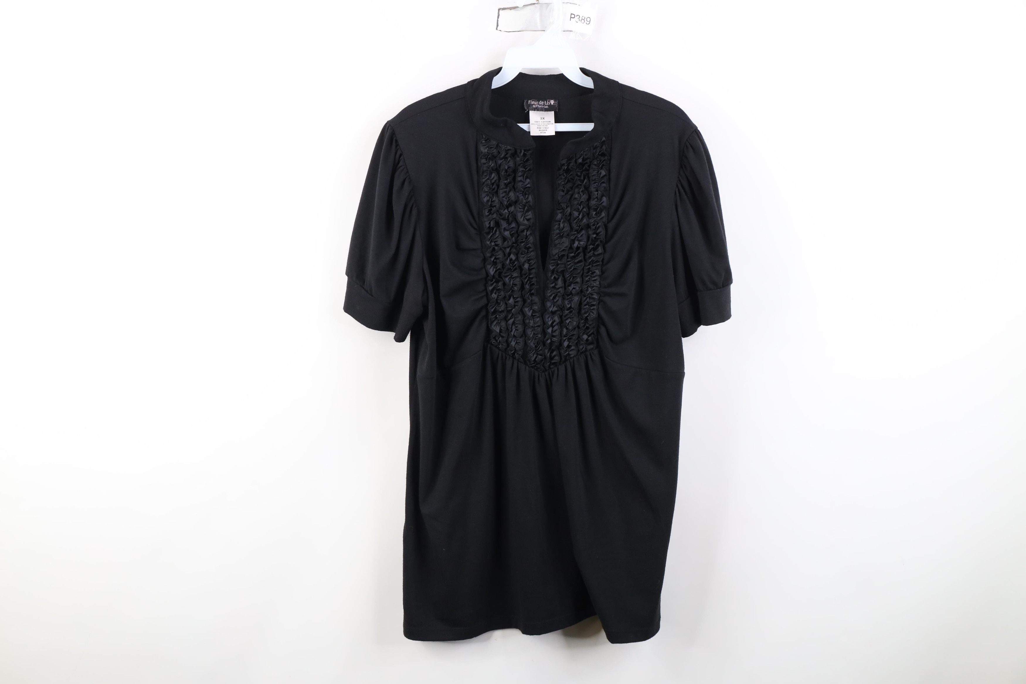 Vintage Vintage 90s Y2K Babydoll Short Sleeve Shirt Black USA Size XXL / US 16-18 / IT 52-54 - 1 Thumbnail