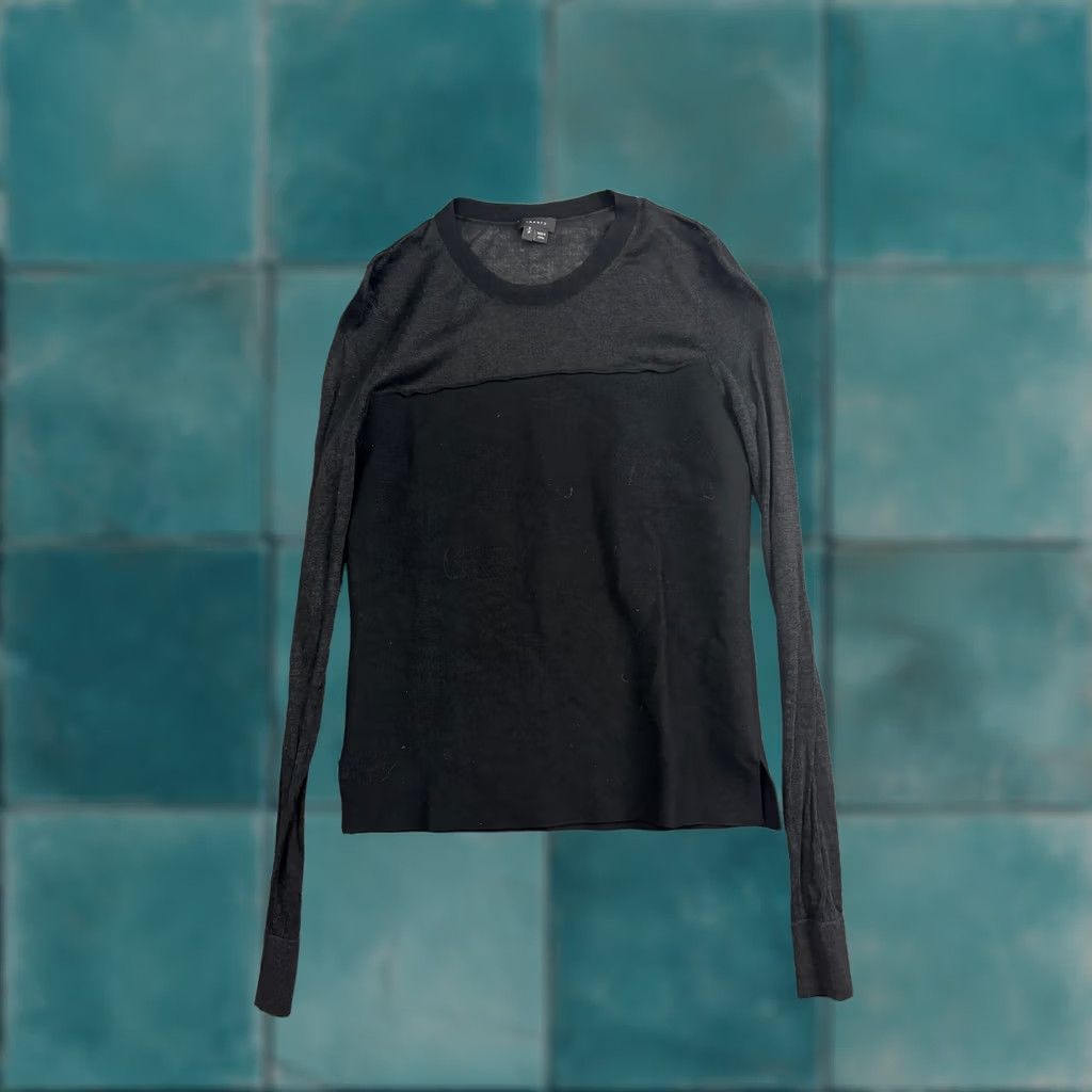 Theory Theory Sweater Womens Small Black Sheer Panel Crew Neck Knit Pullover Top Size S / US 4 / IT 40 - 1 Thumbnail