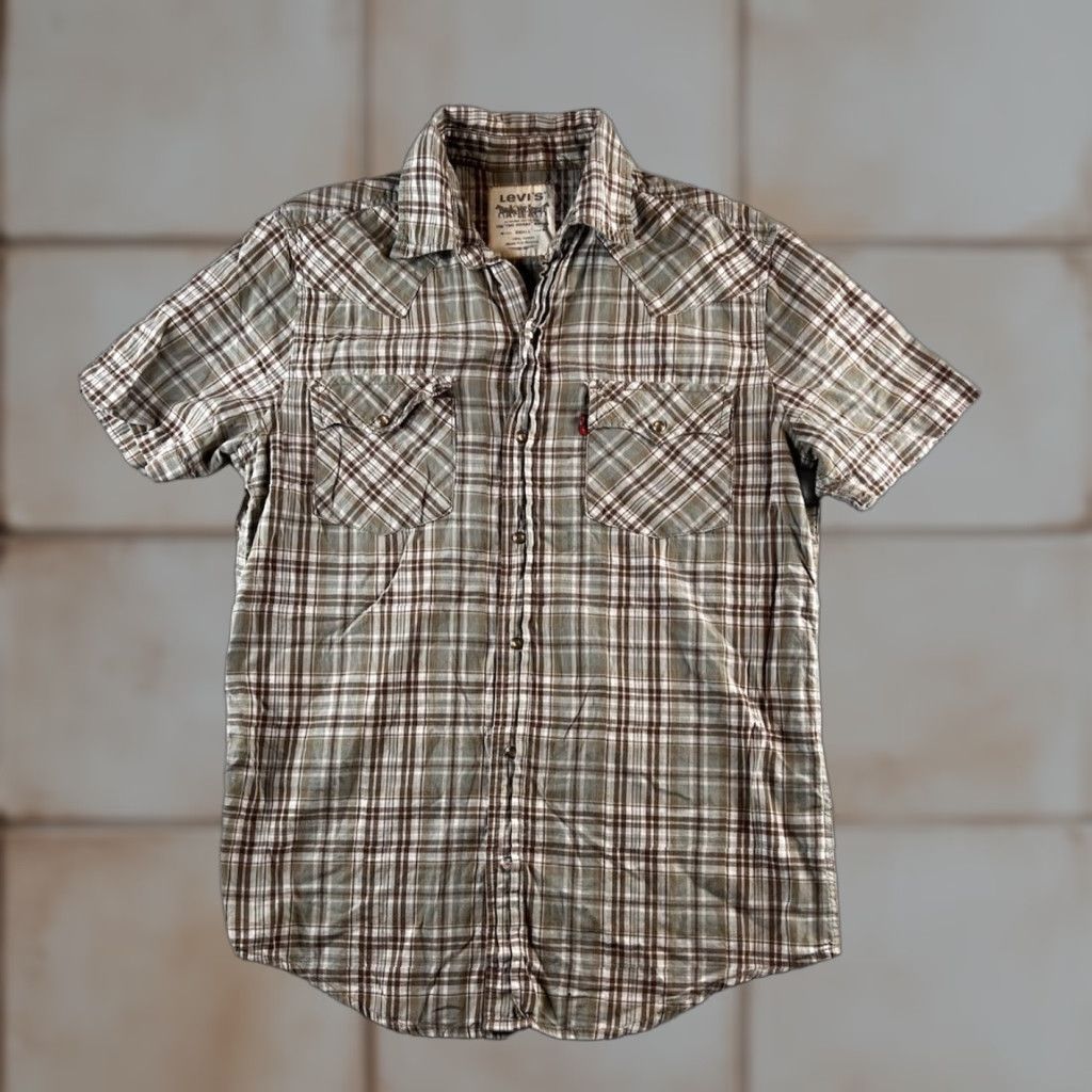 Levi's Levi's Two Horse Pearl Snap Button Up Short Sleeve Shirt Mens S Cowboy Western Plaid Multicolor Hea? Size US S / EU 44-46 / 1 - 1 Thumbnail
