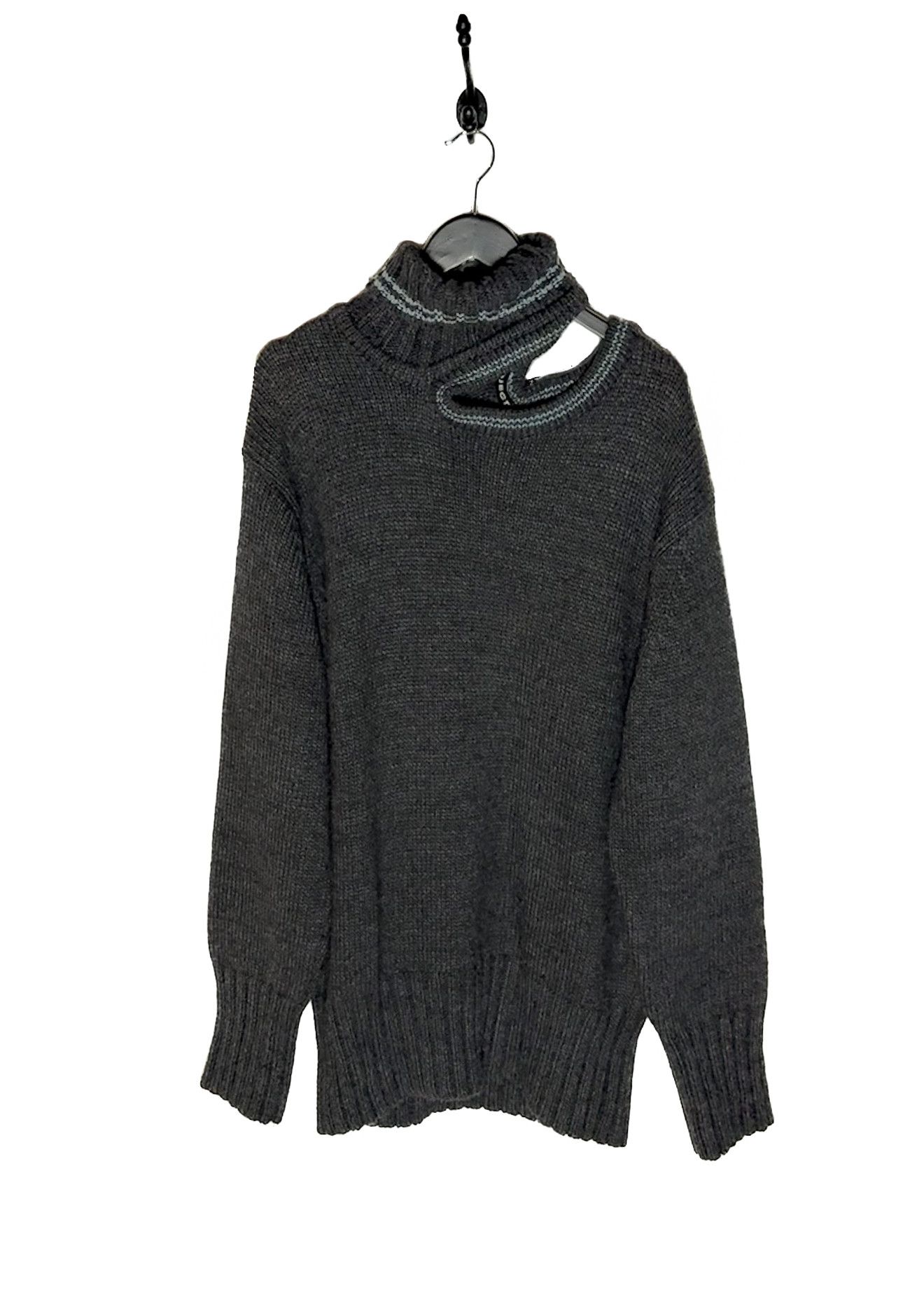 Y/Project Double Collar Turtleneck Charcoal Knit Sweater