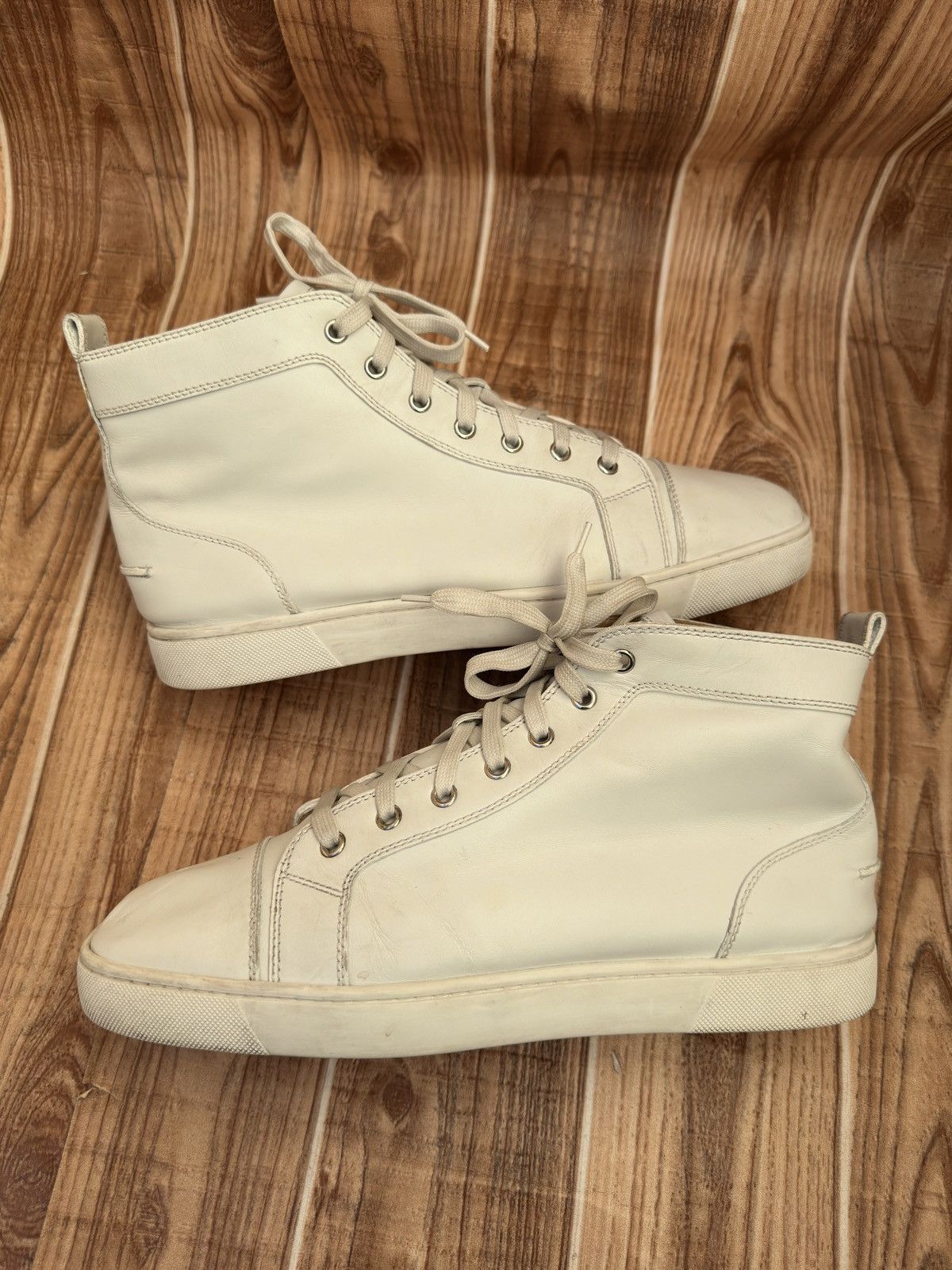 Christian Louboutin Christian Louboutin White High Leather Sneakers Size US 10.5 / EU 43-44 - 9 Thumbnail