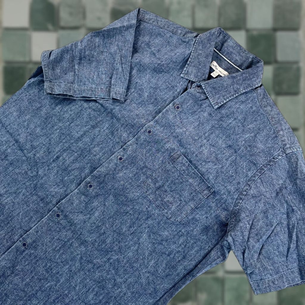 Peter Millar PETER MILLAR Seaside Sport Shirt Men Large Indigo Palms Cotton Stretch Classic Size US L / EU 52-54 / 3 - 1 Thumbnail
