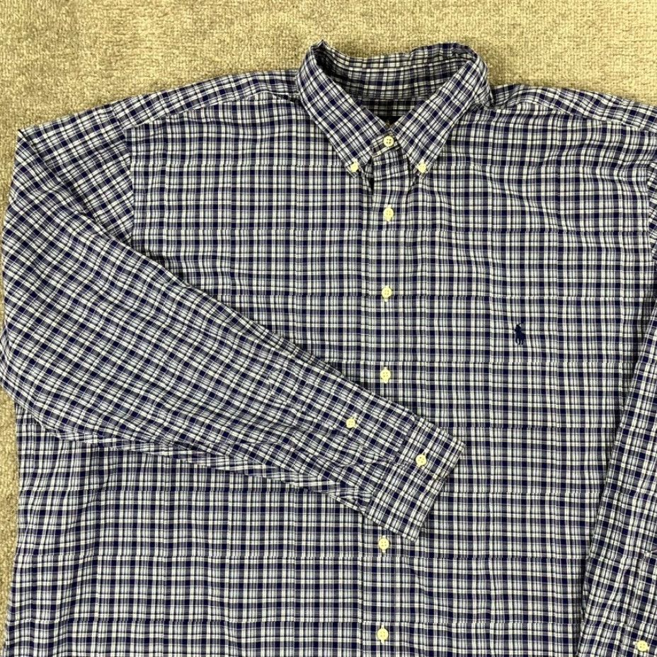 Ralph Lauren VINTAGE RALPH LAUREN Shirt Mens 3XLT Tall Blue Plaid Button Down Long Sleeve Pony Casual Size US XXL / EU 58 / 5 - 3 Thumbnail
