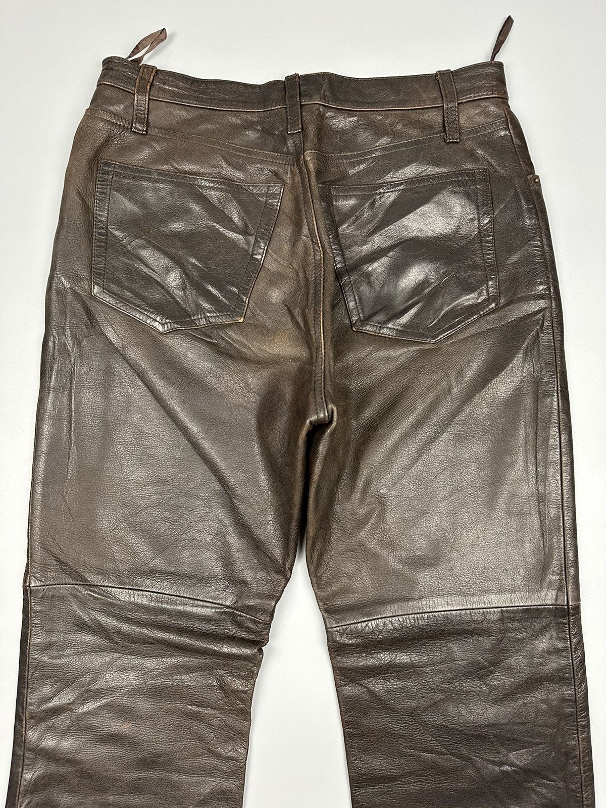 Chevignon × Genuine Leather × Vintage 🔥Very Rare🔥Vintage Chegvinon Flared Leather Pant Size US 28 / EU 44 - 4 Thumbnail