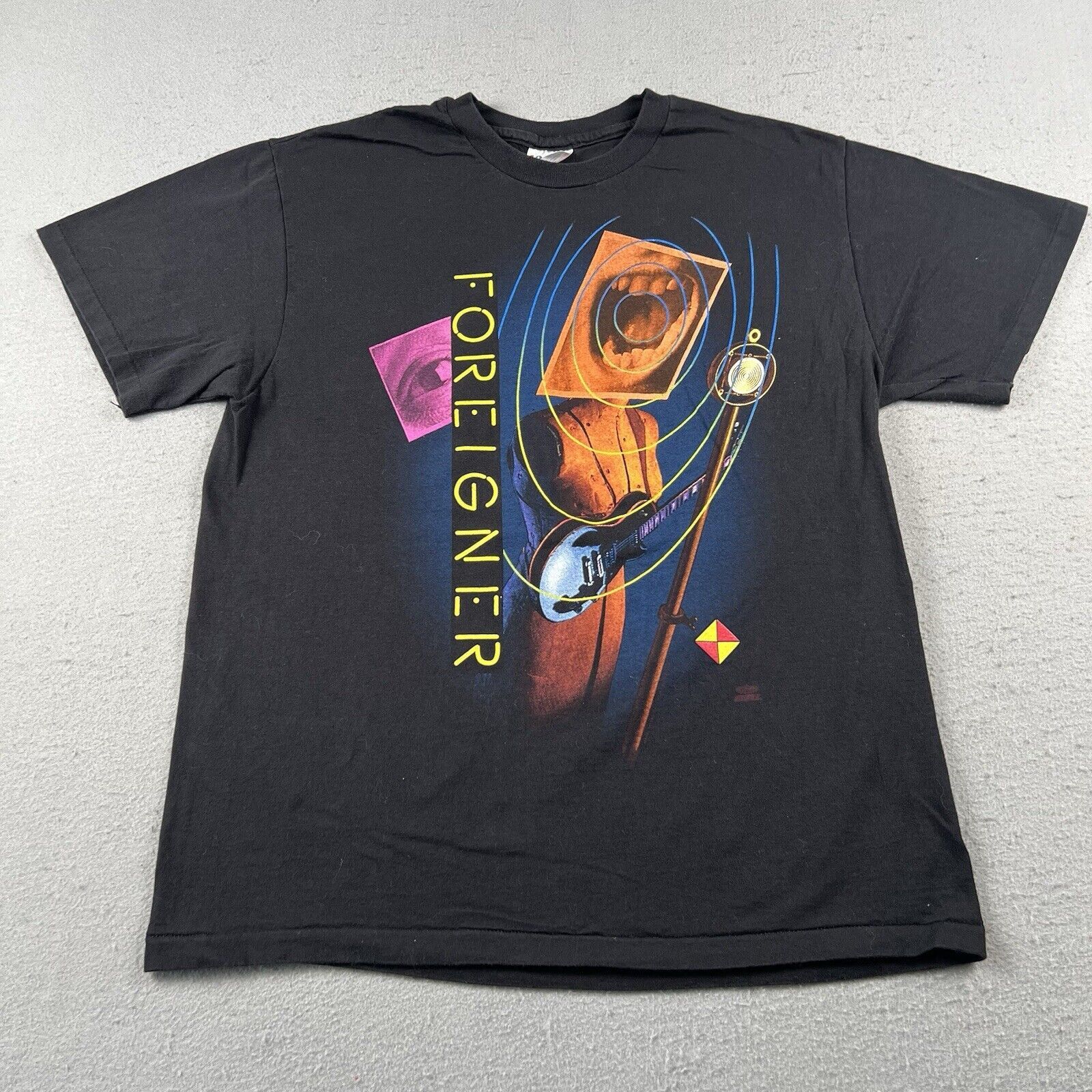 Hanes 1992 Foreigner Reunion World Tour Shirt Large Black Size US L / EU 52-54 / 3 - 6 Thumbnail