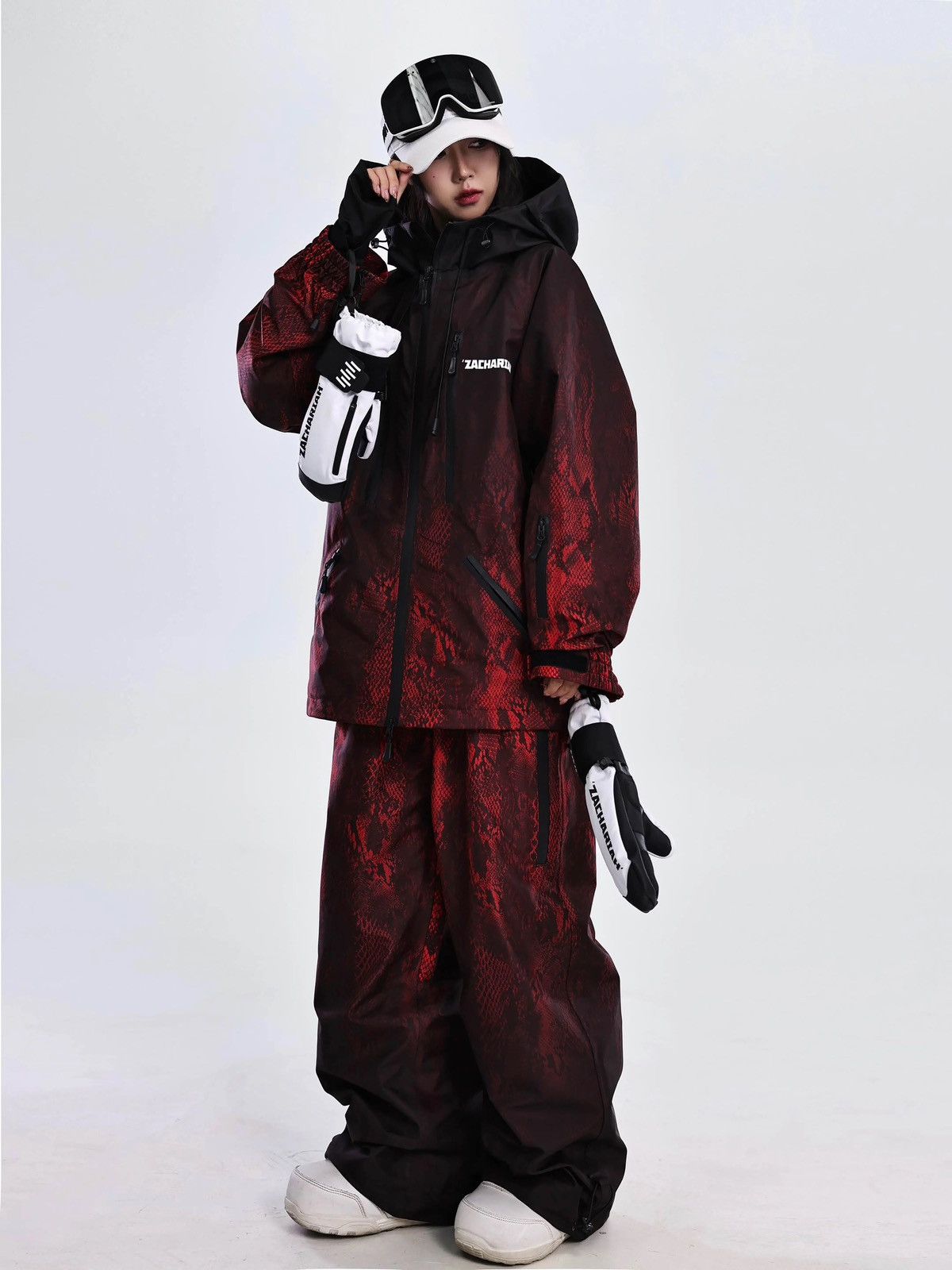 Other Red Scale Snake Pattern Outdoor Windproof Ski Suit Size US 32 / EU 48 - 4 Thumbnail