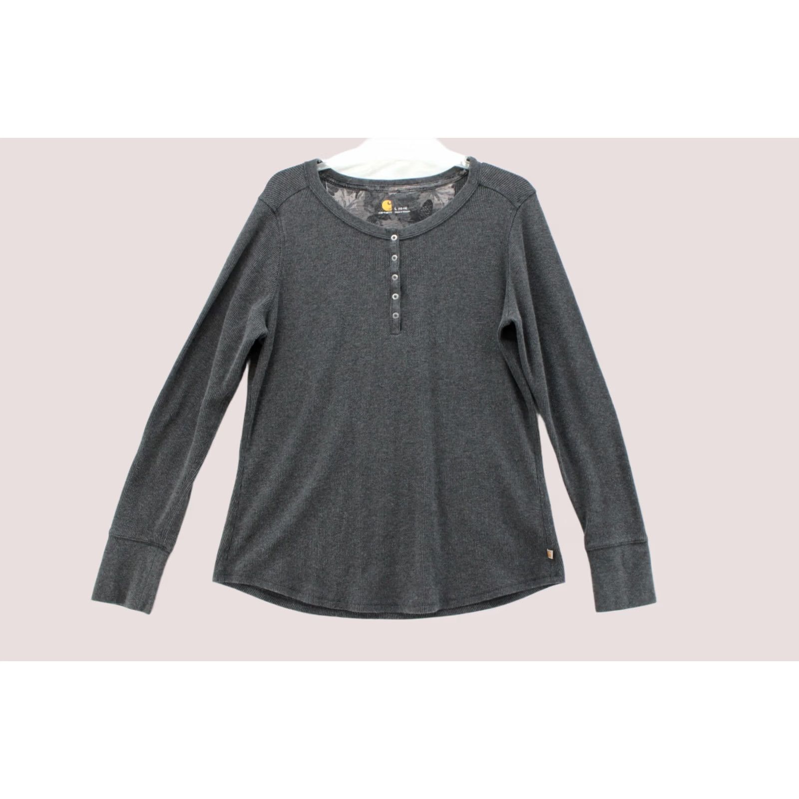 Carhartt Carhartt Henley Shirt Womens Large Gray Snaps Long Sleeve Ribbed Outdoors Size L / US 10 / IT 46 - 1 Thumbnail