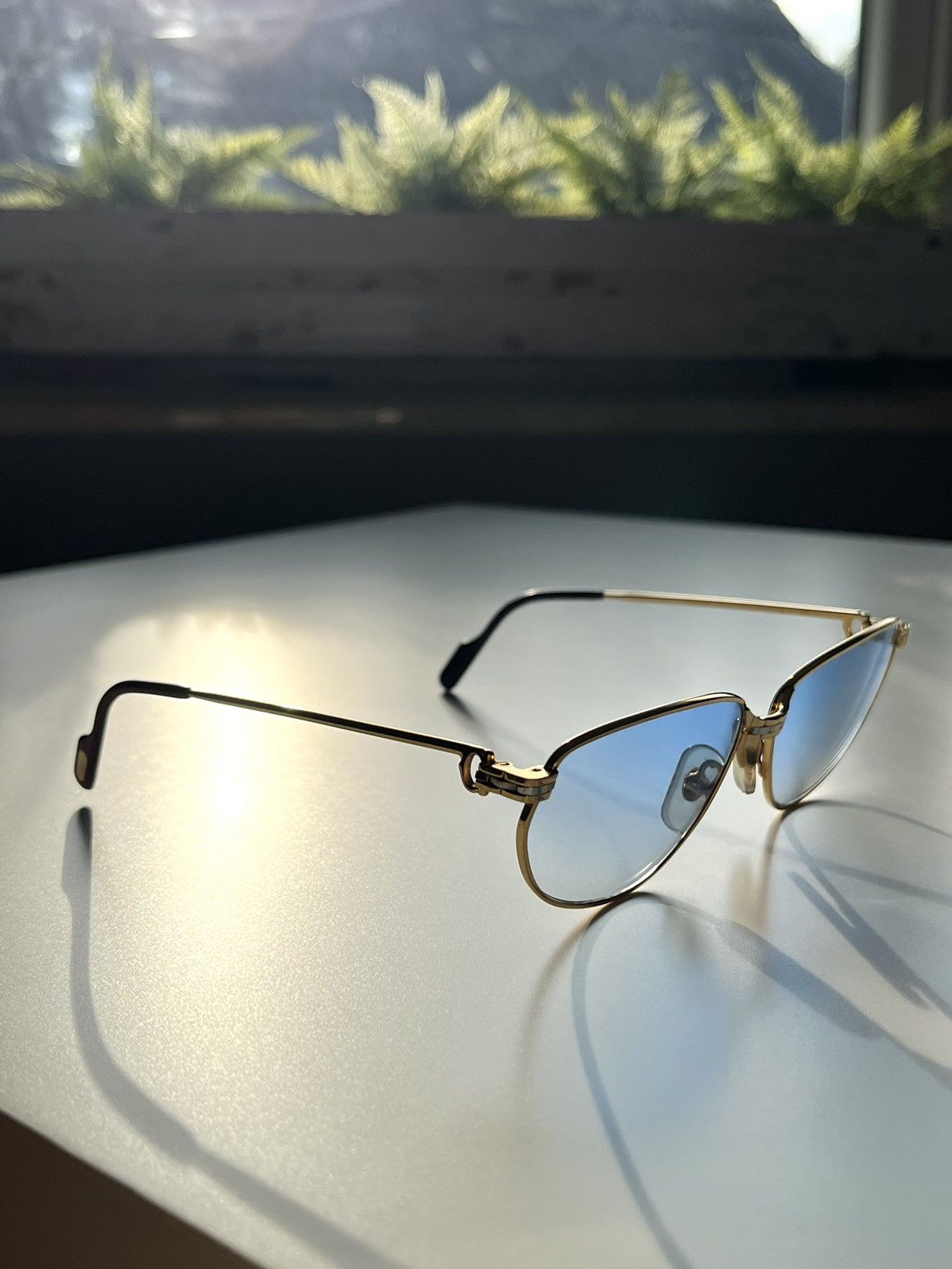 Cartier ★0% TAX★ 18K GP CARTIER PANTHER WINDSOR SUNGLASSES CHROME Size ONE SIZE - 4 Thumbnail