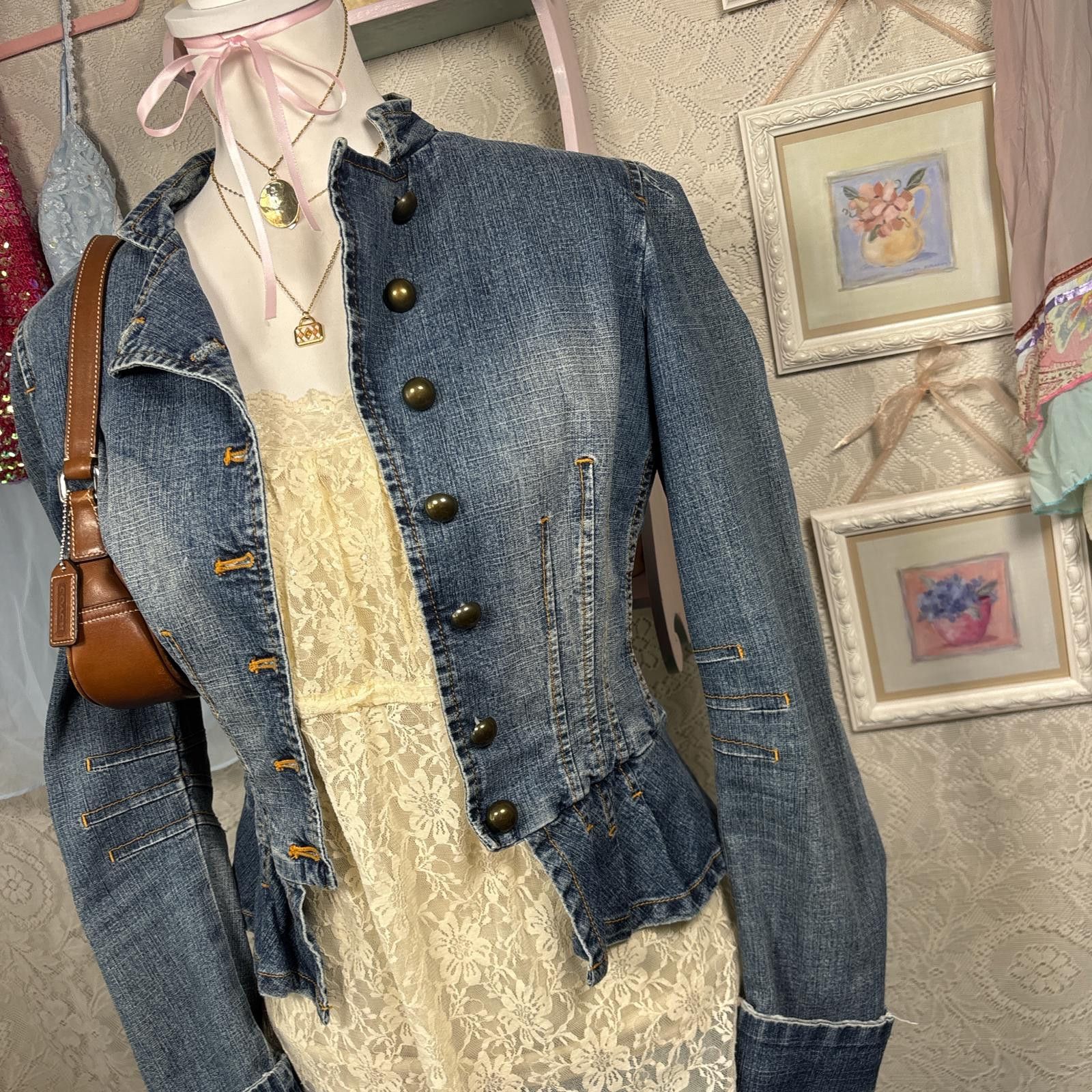 Other y2k 2000s distress ruffle denim jacket Size M / US 6-8 / IT 42-44 - 2 Thumbnail