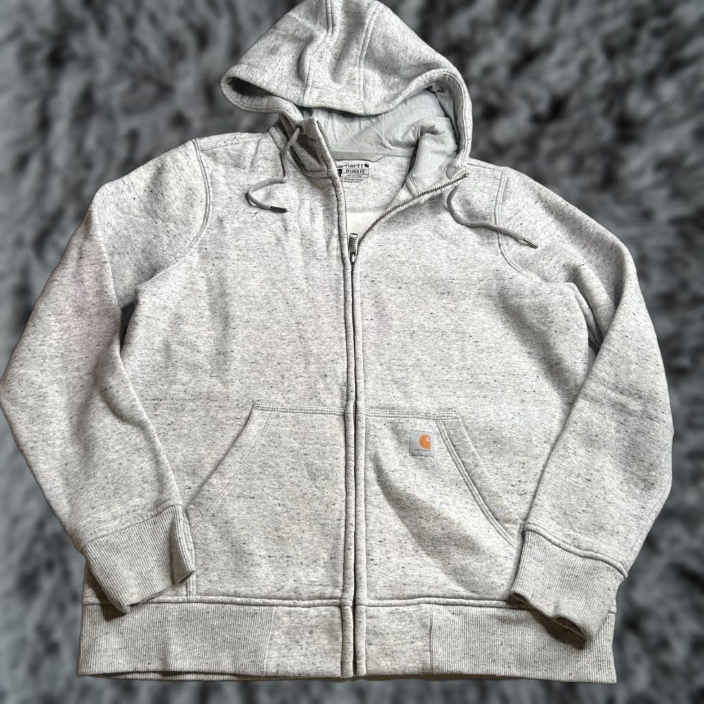 Carhartt VINTAGE Carhartt Women’s Zip-Up Hoodie Gray Relaxed Fit L 12–14 Full Zip Jacket Size L / US 10 / IT 46 - 1 Thumbnail