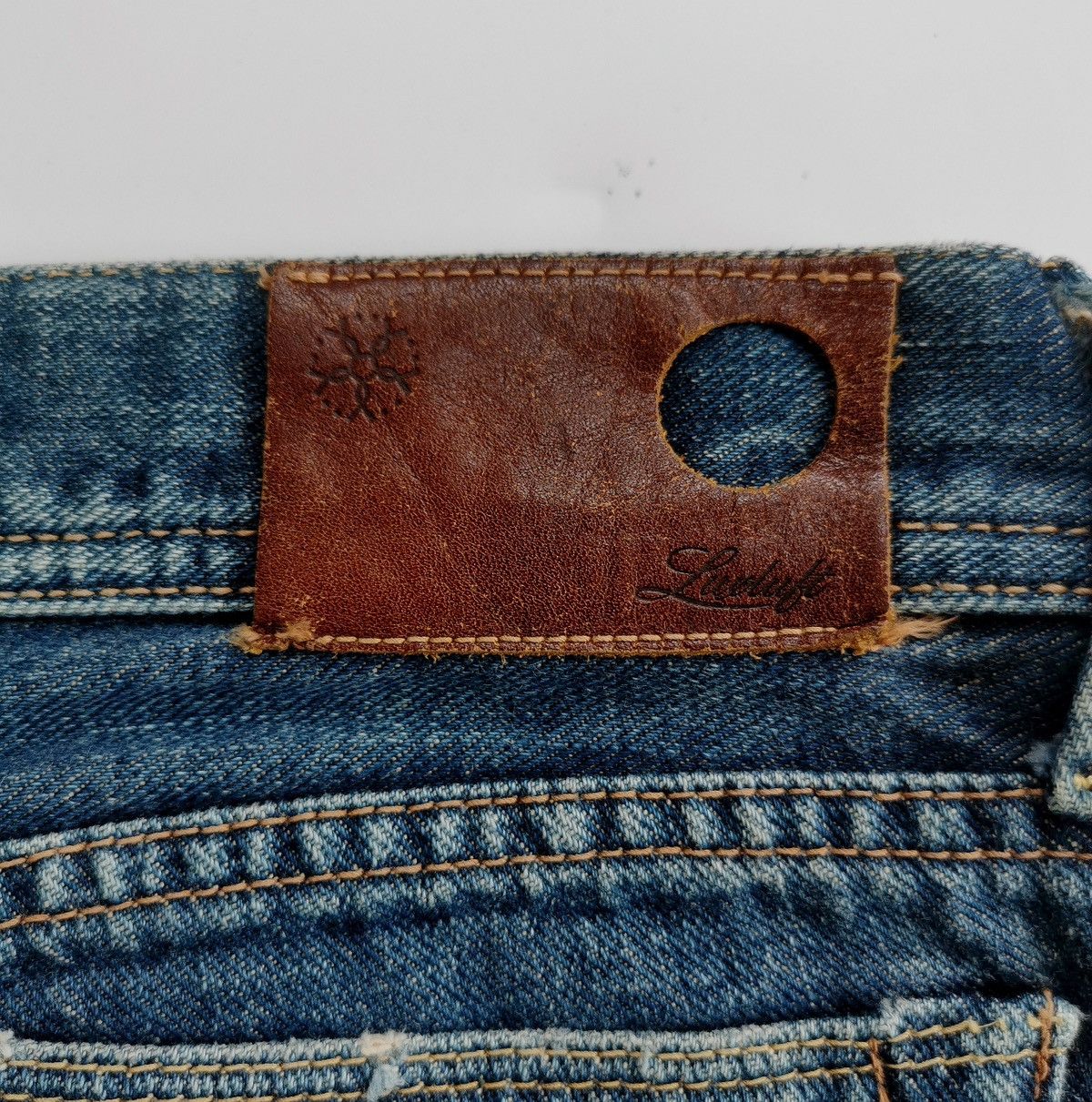 Japanese Brand Selvedge Luxluft Nave Japan Distressed Bleach Platter Jeans Size US 28 / EU 44 - 14 Thumbnail