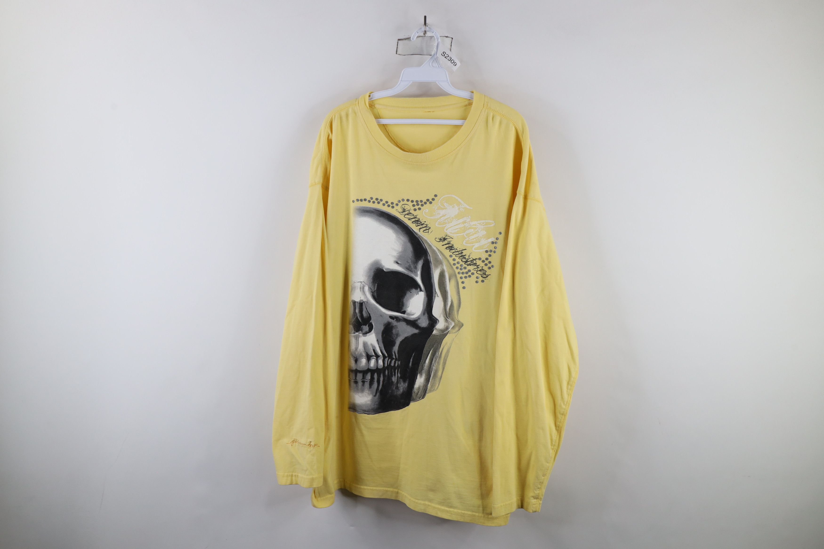 Fubu × Vintage Vintage FUBU Skeleton Long Sleeve T-Shirt Yellow Cotton Size US XXL / EU 58 / 5 - 1 Thumbnail