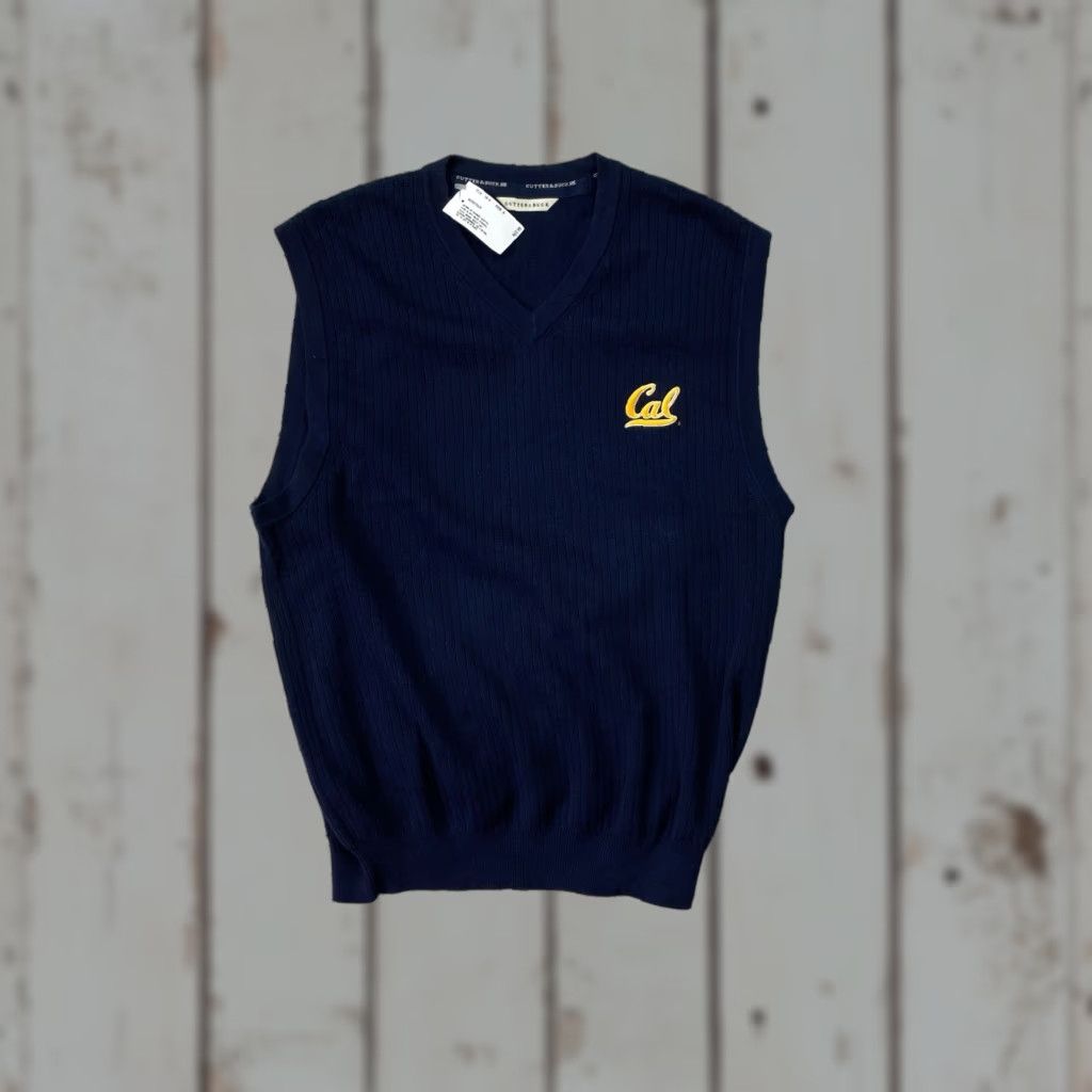 Cutter & Buck VINTAGE Cal Berkeley Golden Bears Knitted Vest Zip Up Medium NWT Men Blue College Knit Vest Size US M / EU 48-50 / 2 - 1 Thumbnail