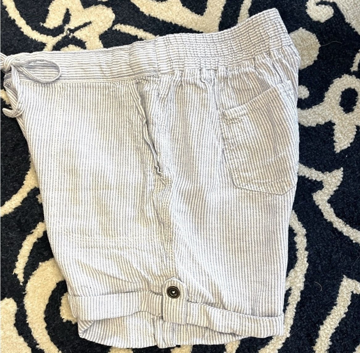 Other Linen blend blue white striped drawstring shorts size medium Size 30" / US 8 / IT 44 - 2 Thumbnail