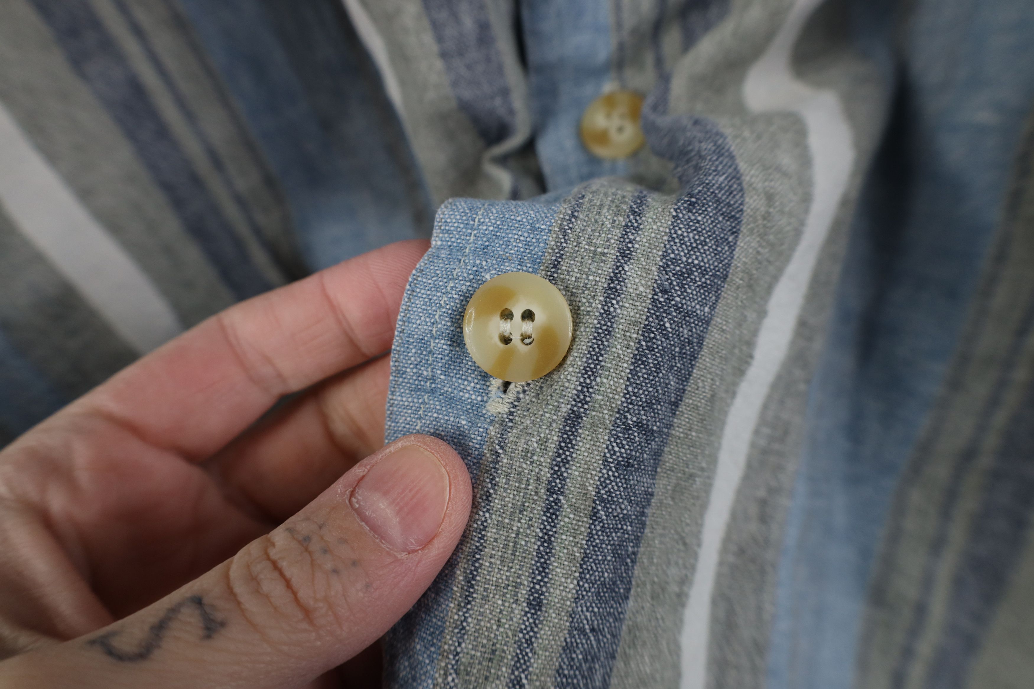 Vintage Vintage 90s Streetwear Linen Blend Band Collar Button Shirt Size US XL / EU 56 / 4 - 6 Thumbnail