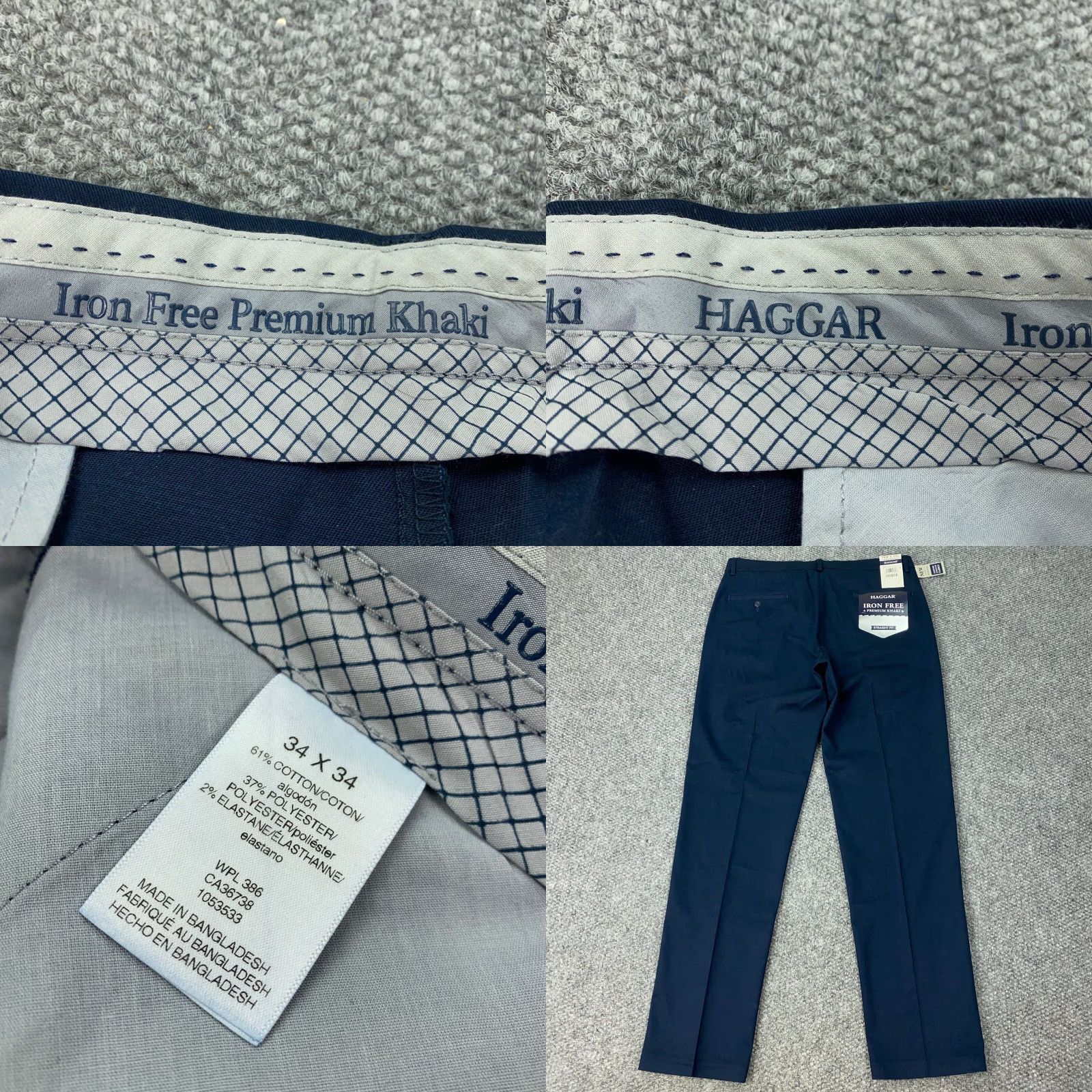 Haggar Haggar Iron Free Premium Khaki Pants Mens 34x34 Blue Stretch Straight NWT Jeans Size US 34 / EU 50 - 8 Thumbnail