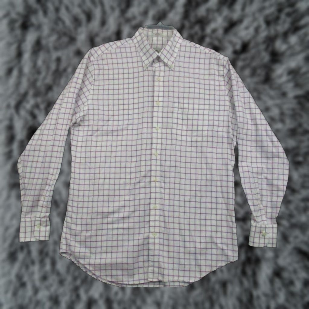 Peter Millar Peter Millar Nanoluxe Shirt Mens Large White Lavender Check Button-Up Shirt Size US L / EU 52-54 / 3 - 1 Thumbnail