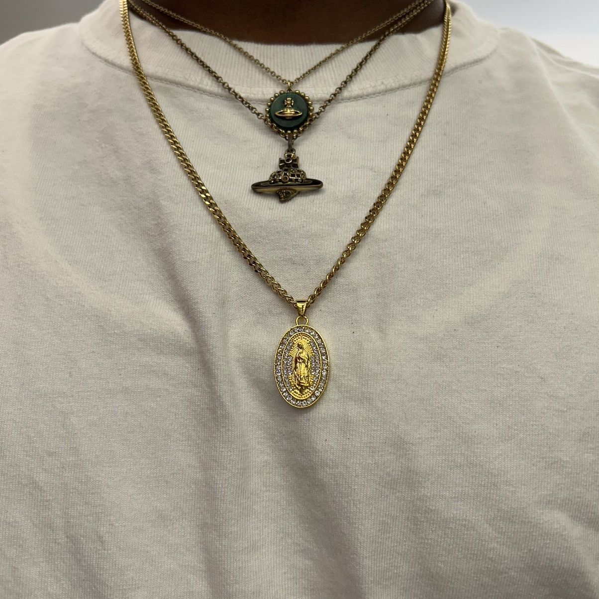 Japanese Brand × Vintage Y2K 2000s gold plated Maria pendant hip hop chain Size ONE SIZE - 4 Thumbnail